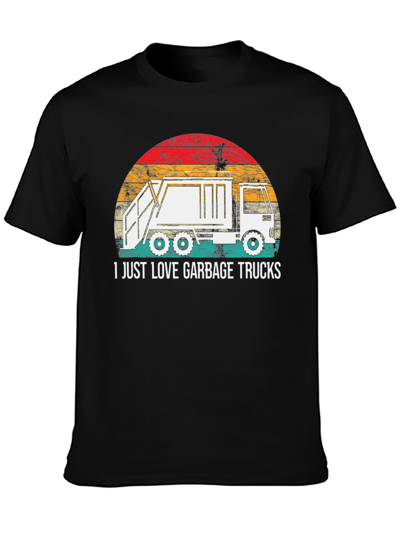 Black I Love Garbage Trucks Graphic Tee view 3