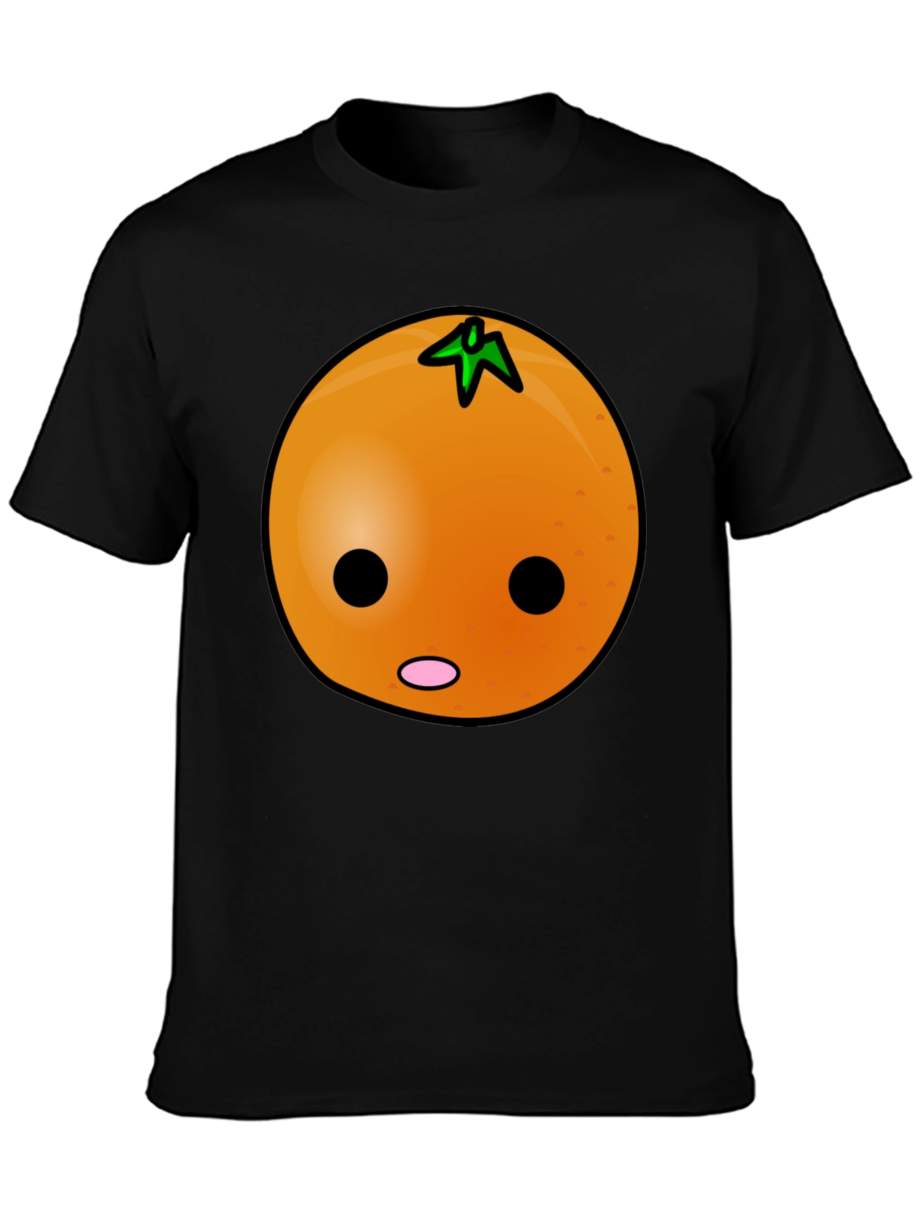 Black Funny Orange Cartoon Face Graphic Tee view 3