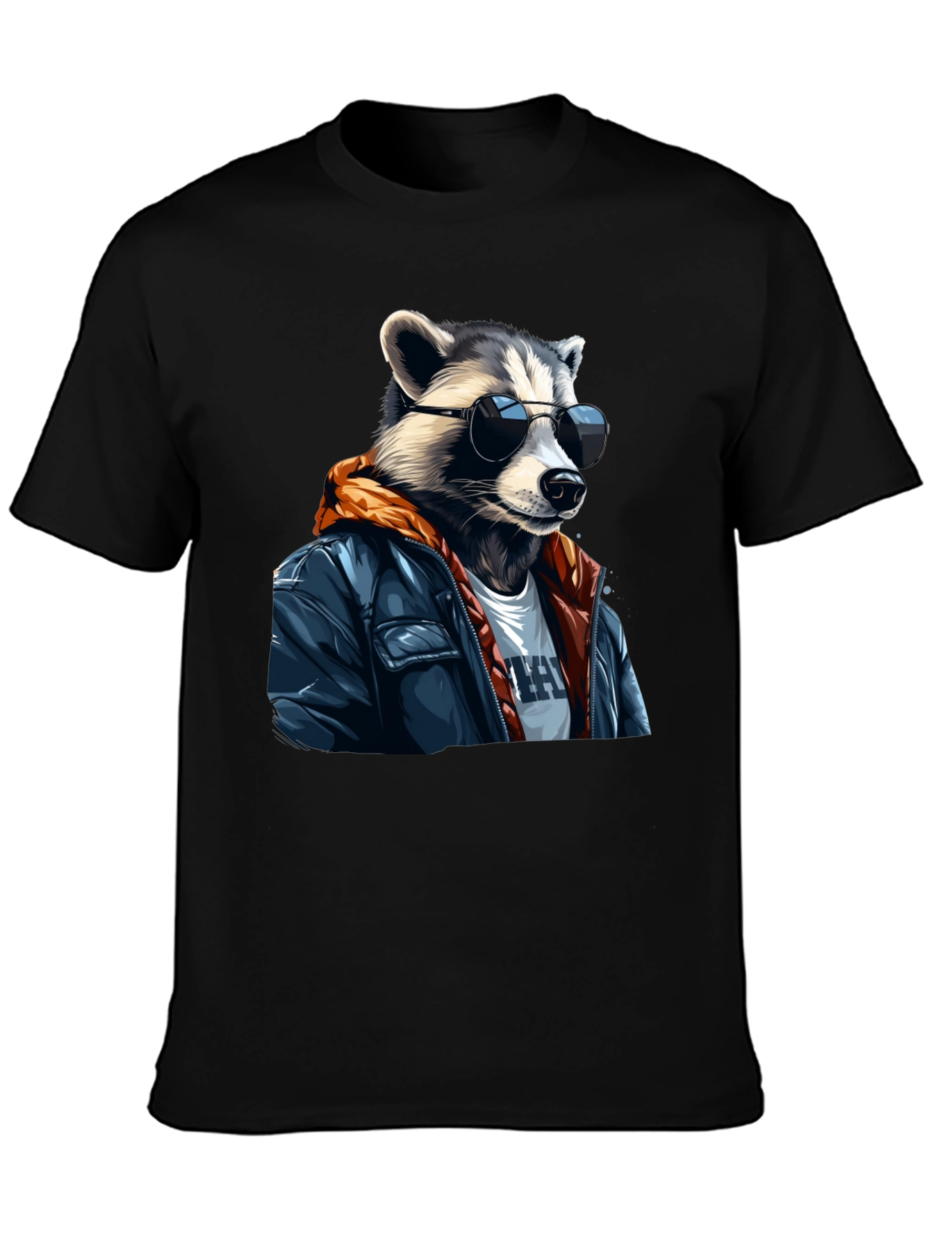 Black Cool Raccoon Graphic Tee - Black T-Shirt view 3