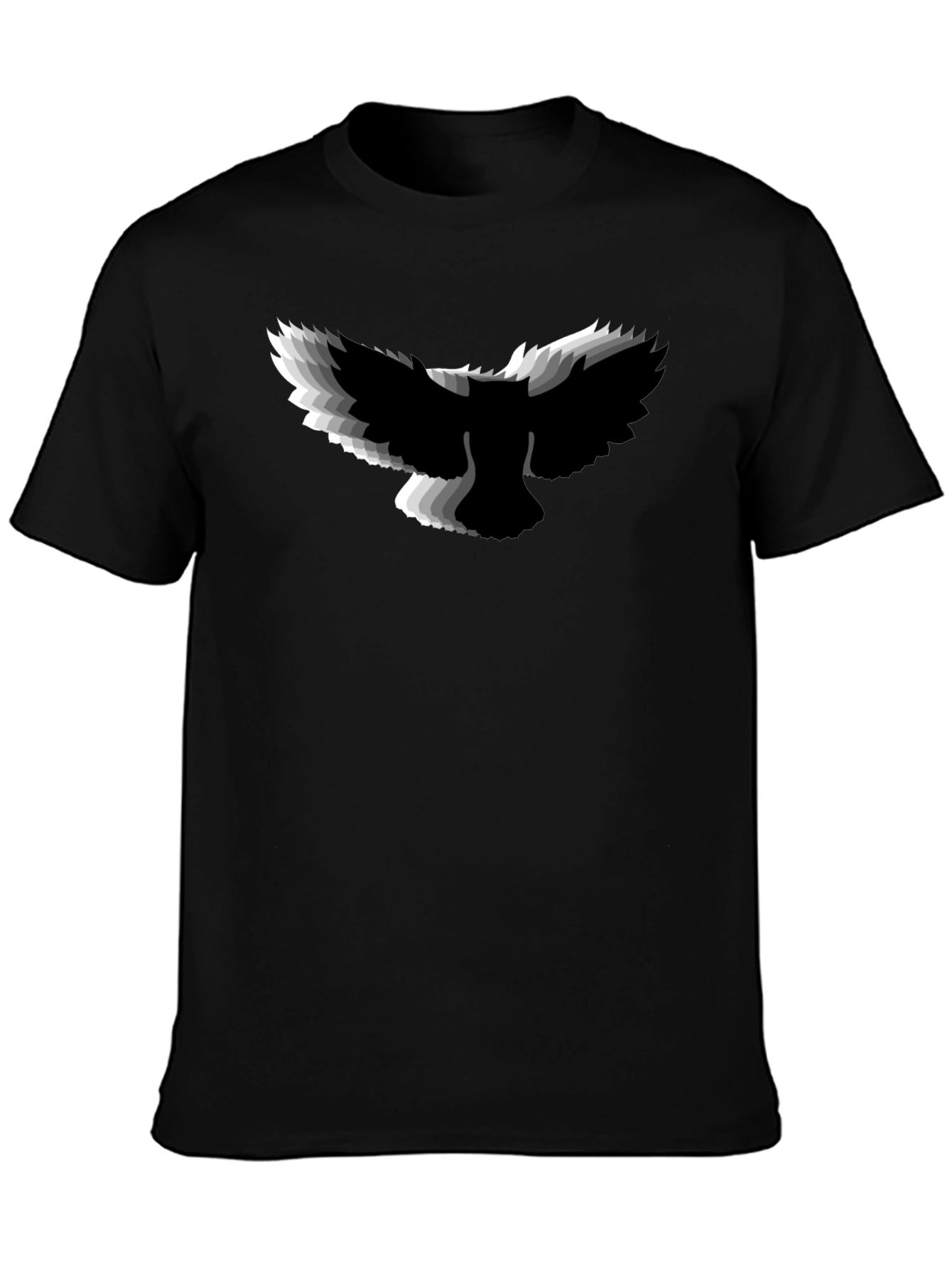 Black Men's Black Graphic Tee - Abstract Bird Design view 3