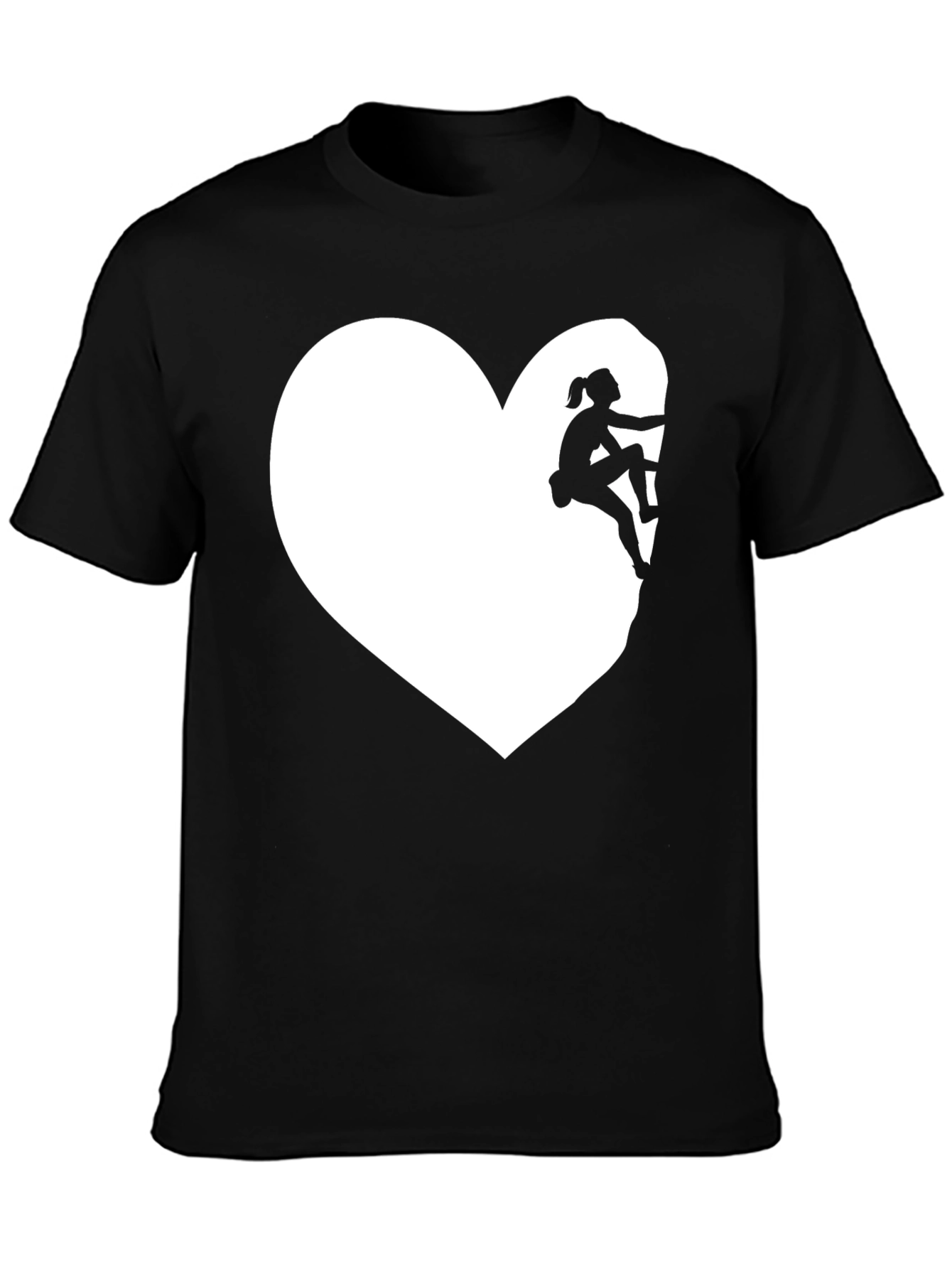 Black Climbing Heart Tee - Love to Climb Graphic T-Shirt view 3