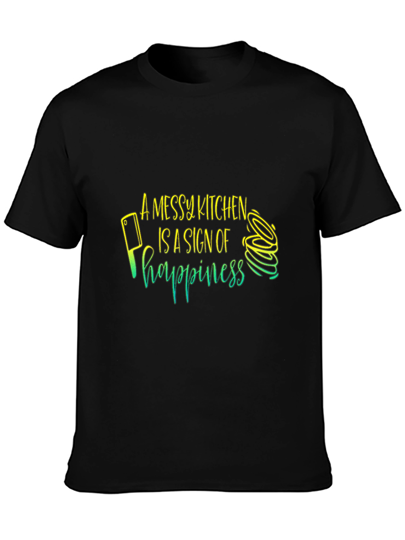 Black Messy Kitchen Happiness T-Shirt - Chef's Delight view 3