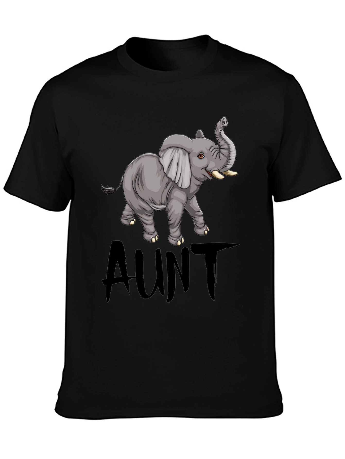 Black Cute Aunt Elephant Graphic Tee - Black view 3