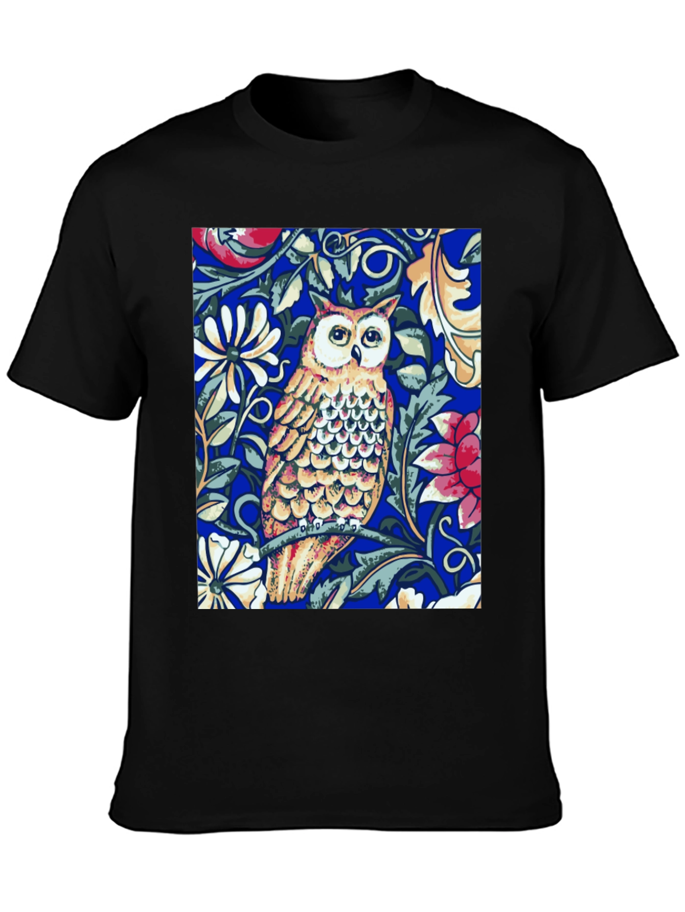 Black Owl Floral T-Shirt - Unique Graphic Tee view 3