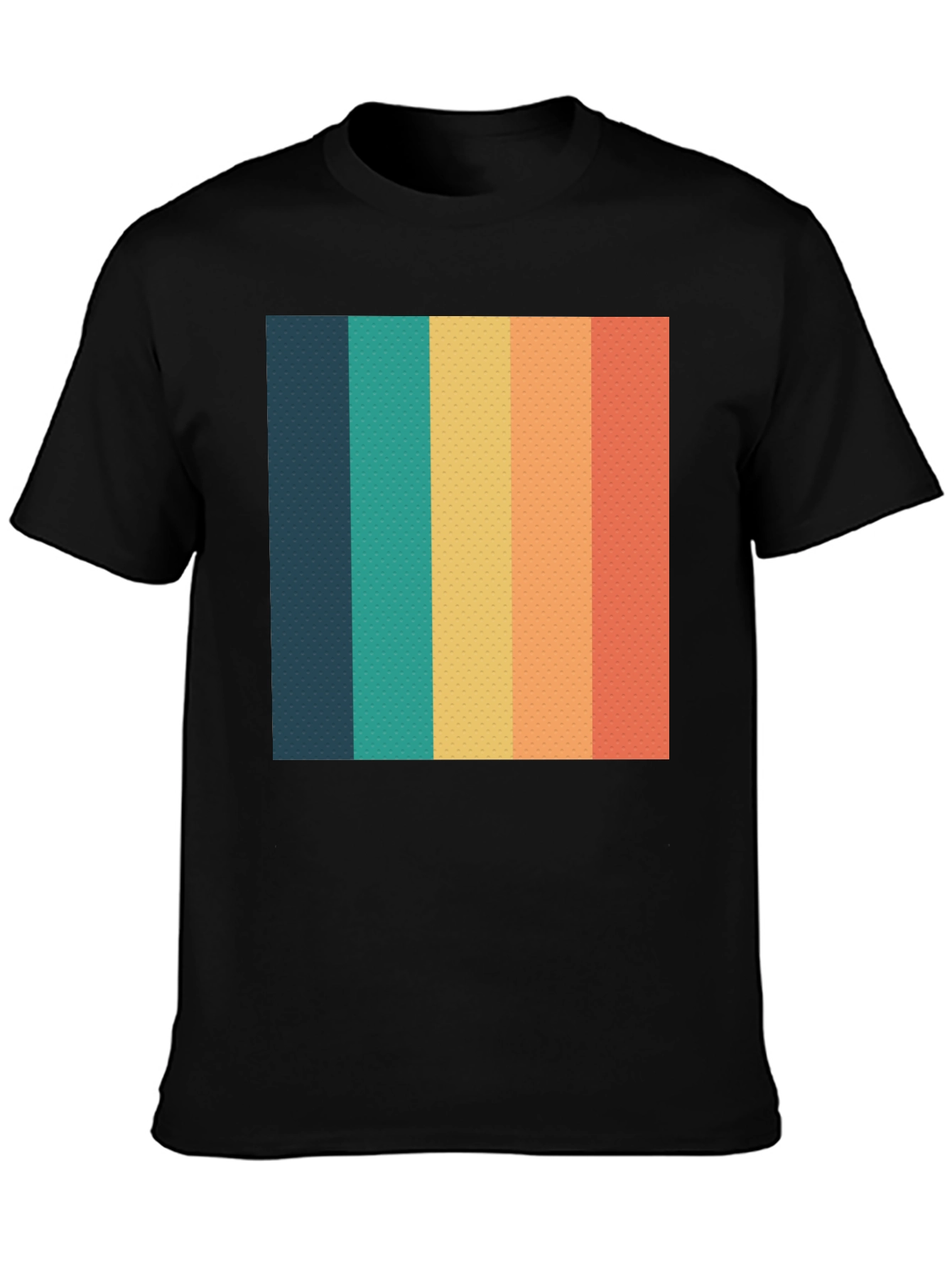 Black Retro Striped T-Shirt - Black Crew Neck Tee view 3