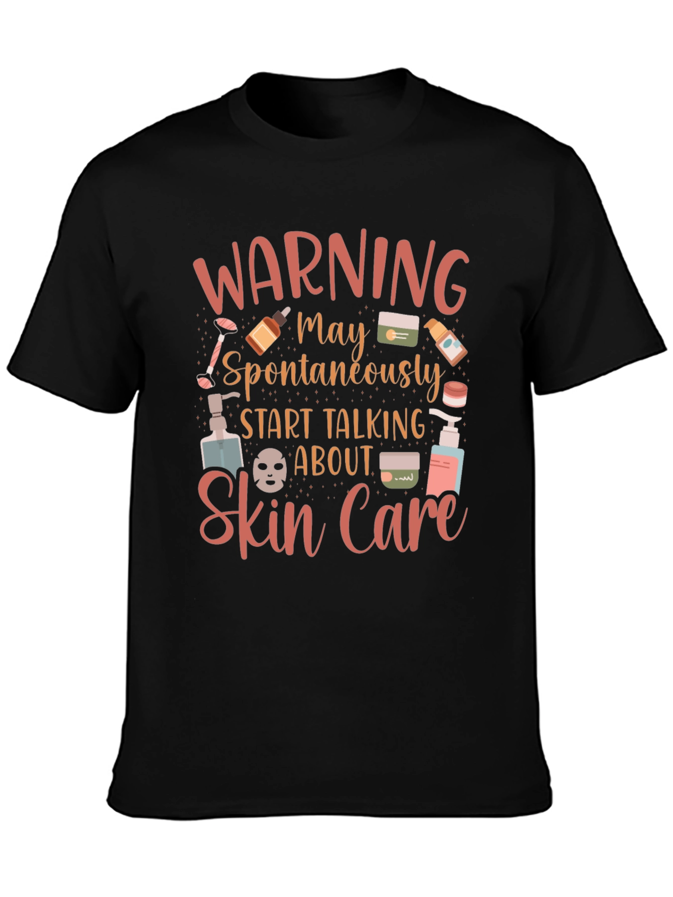 Black Warning Skin Care T-Shirt view 3