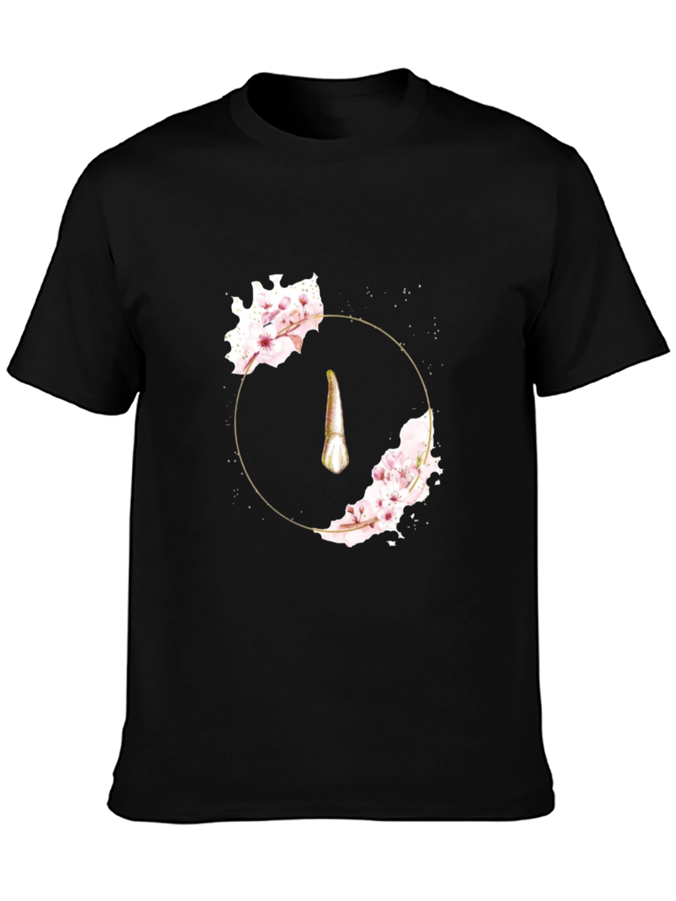 Black Floral Tooth Graphic Tee - Artistic Dental Fashion view 3