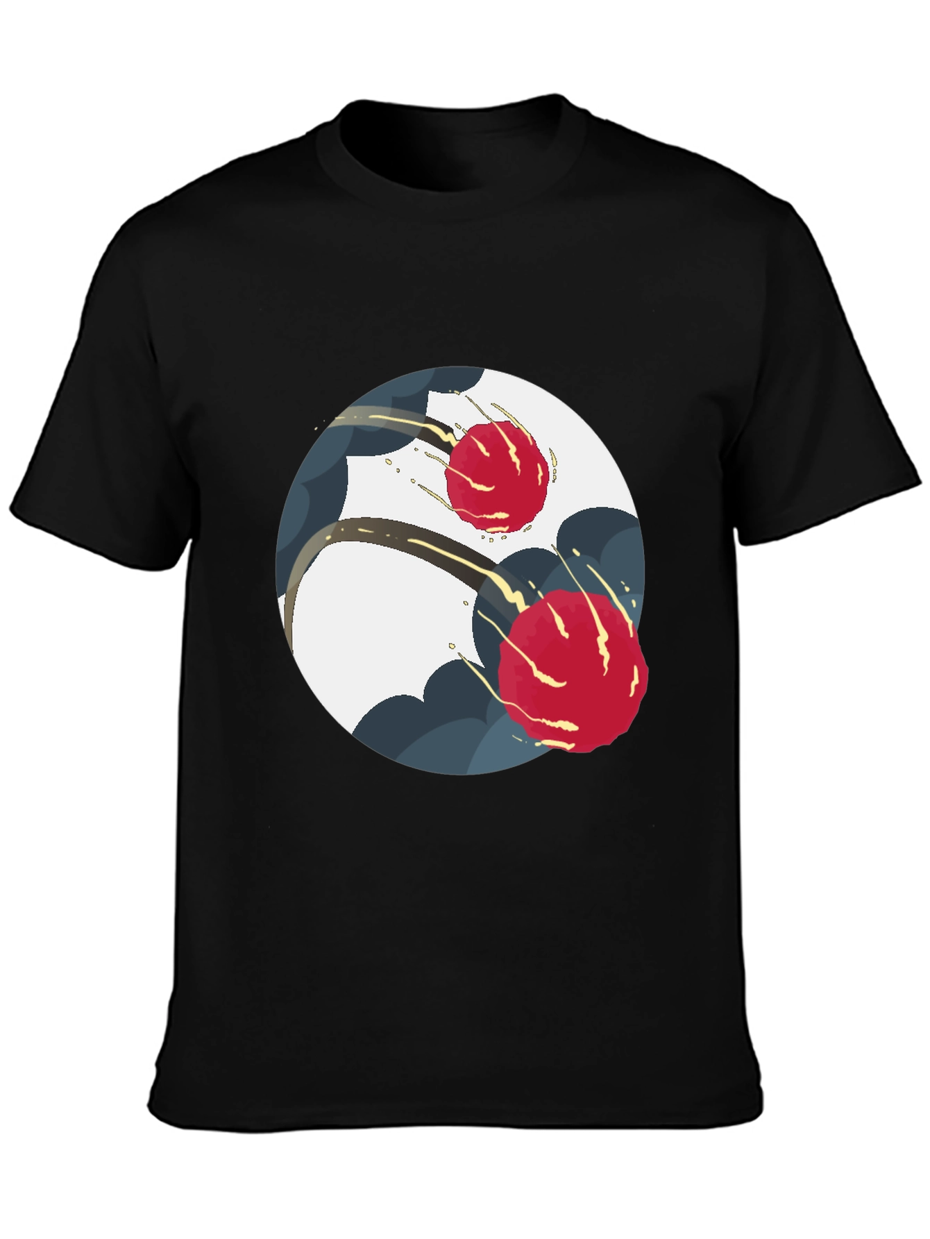 Black Modern Yin Yang Graphic Tee - Black view 3
