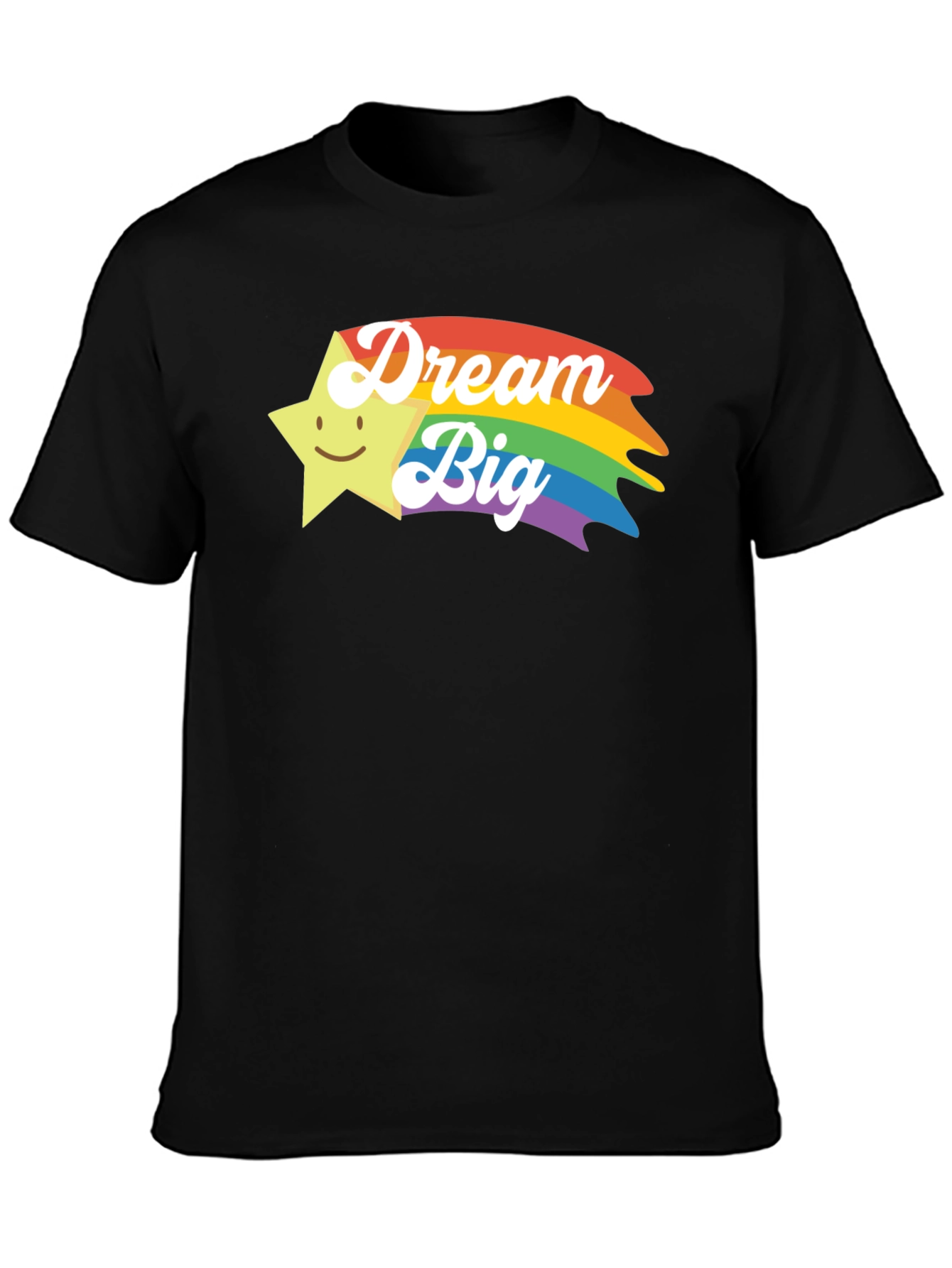 Black Dream Big Rainbow Star Graphic T-Shirt view 3