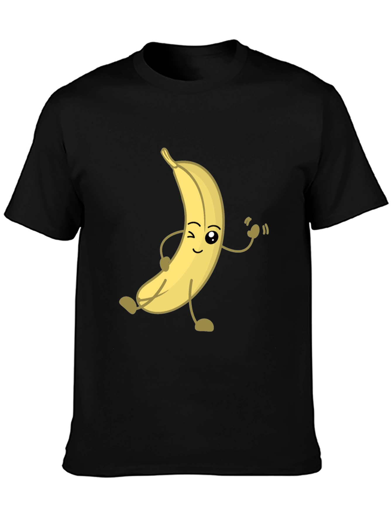 Black Funny Banana Cartoon Graphic T-Shirt view 3