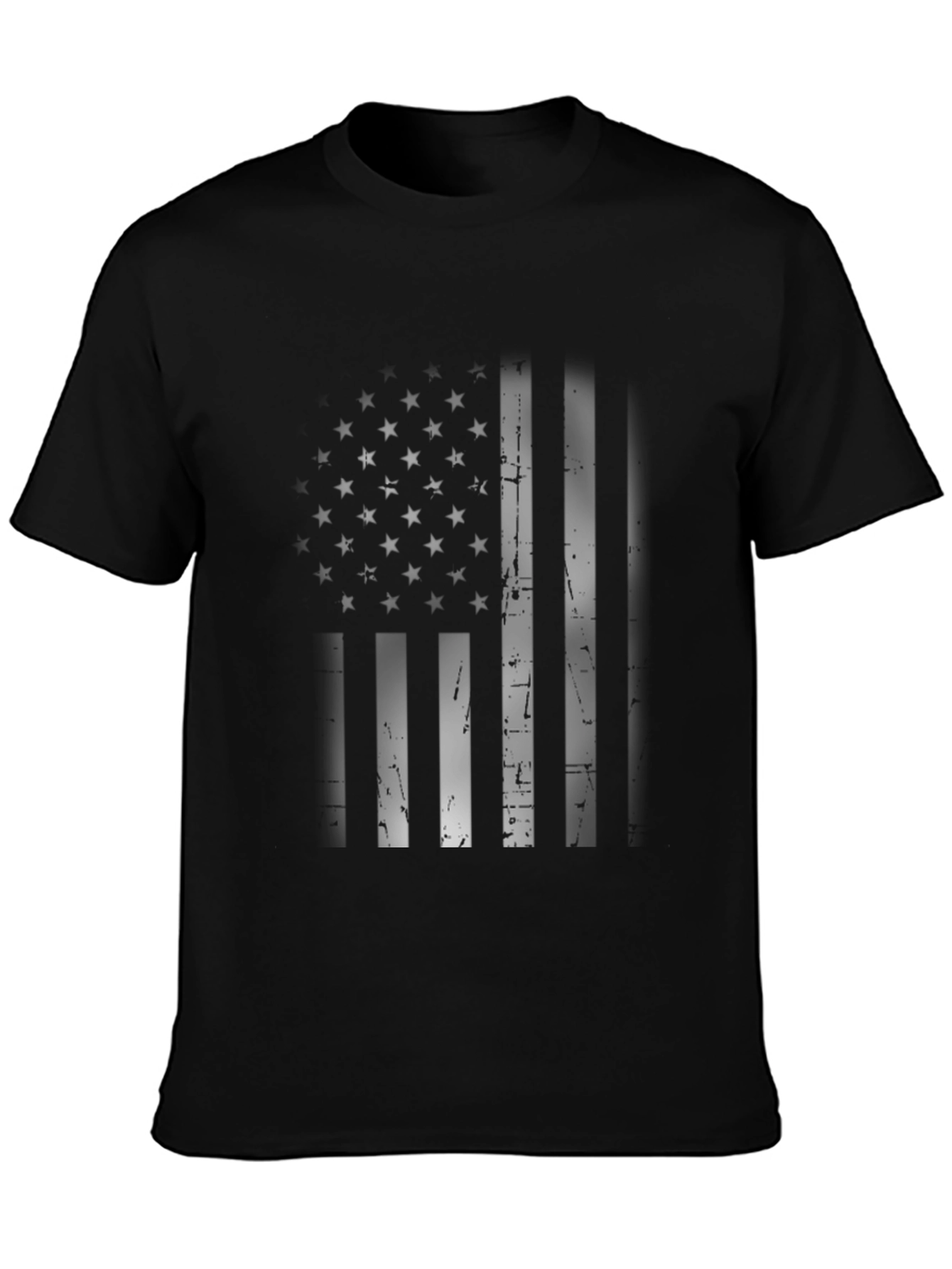 Black American Flag Distressed Graphic Tee - Black view 3
