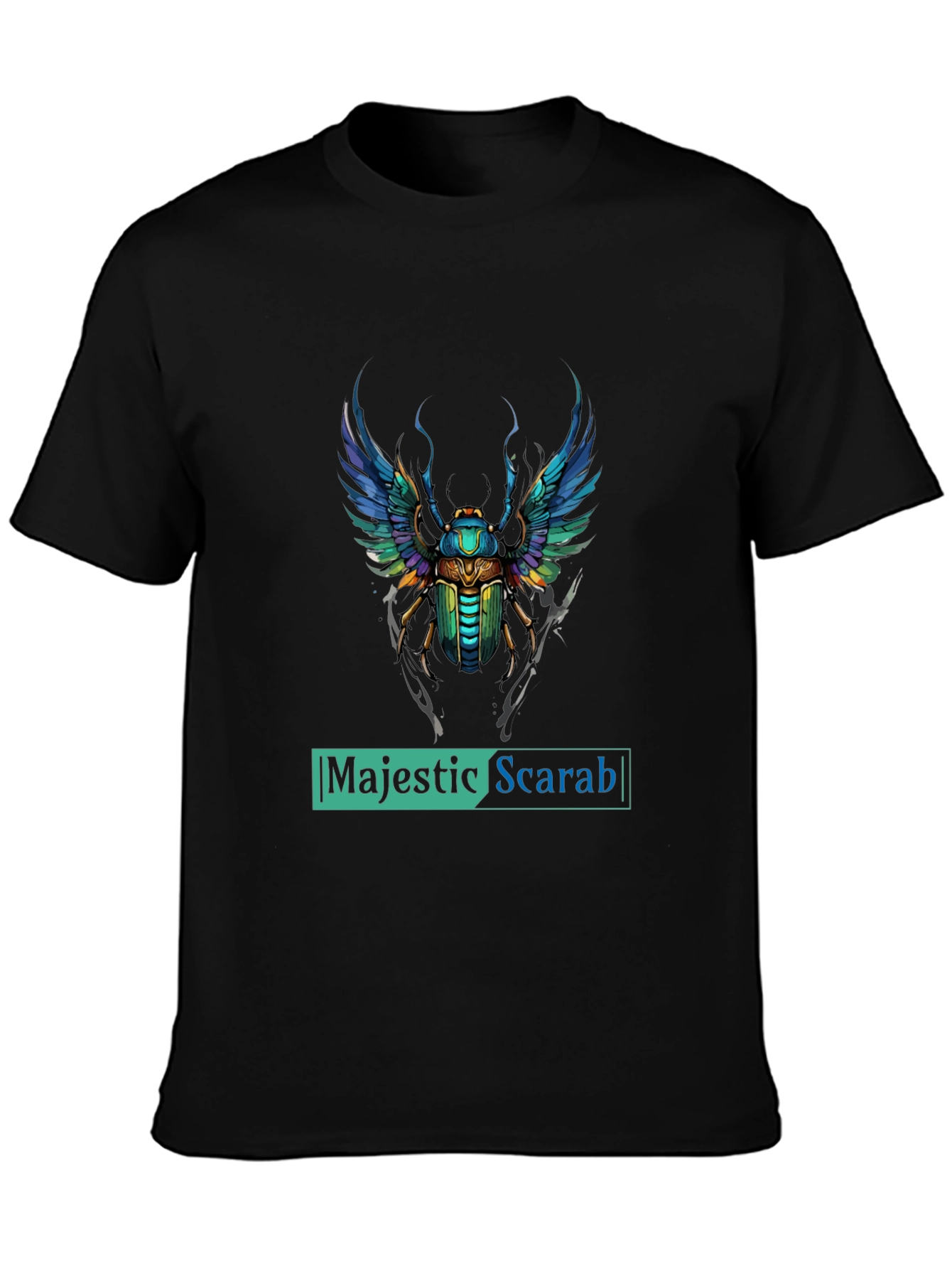 Black Majestic Scarab Graphic Tee - Premium Comfort Fit view 3