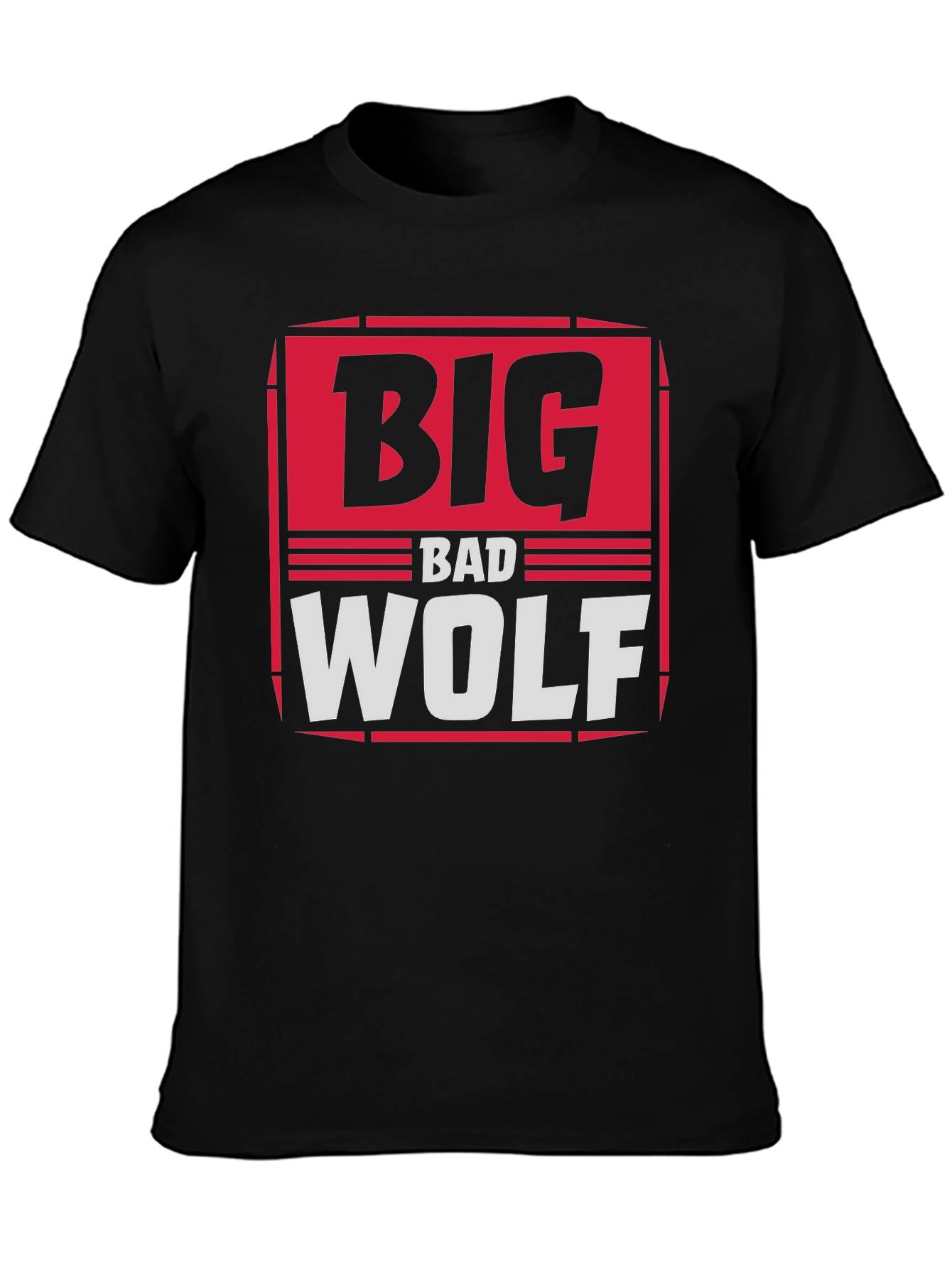 Black Big Bad Wolf Graphic Print T-Shirt view 3