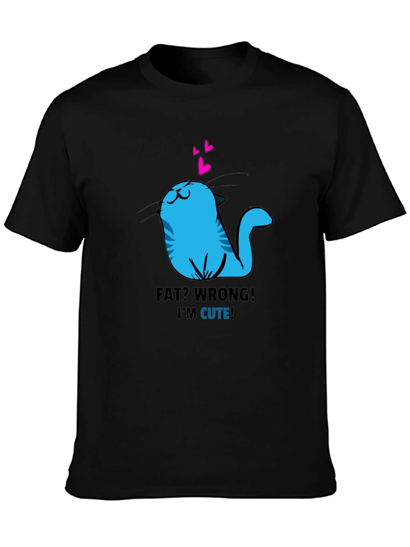 Black Cute Cat Graphic T-Shirt - Funny Kitten Tee view 3