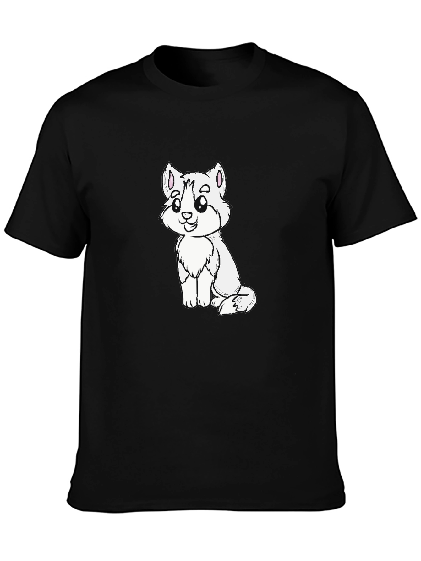 Black Cute Cartoon Animal Graphic Black T-Shirt view 3