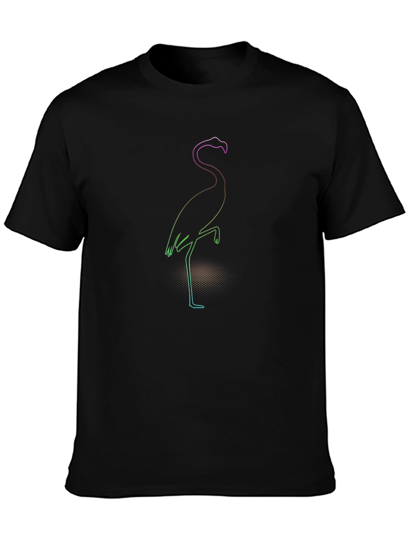 Black Rainbow Flamingo Graphic Tee - Stylish Black T-Shirt view 3
