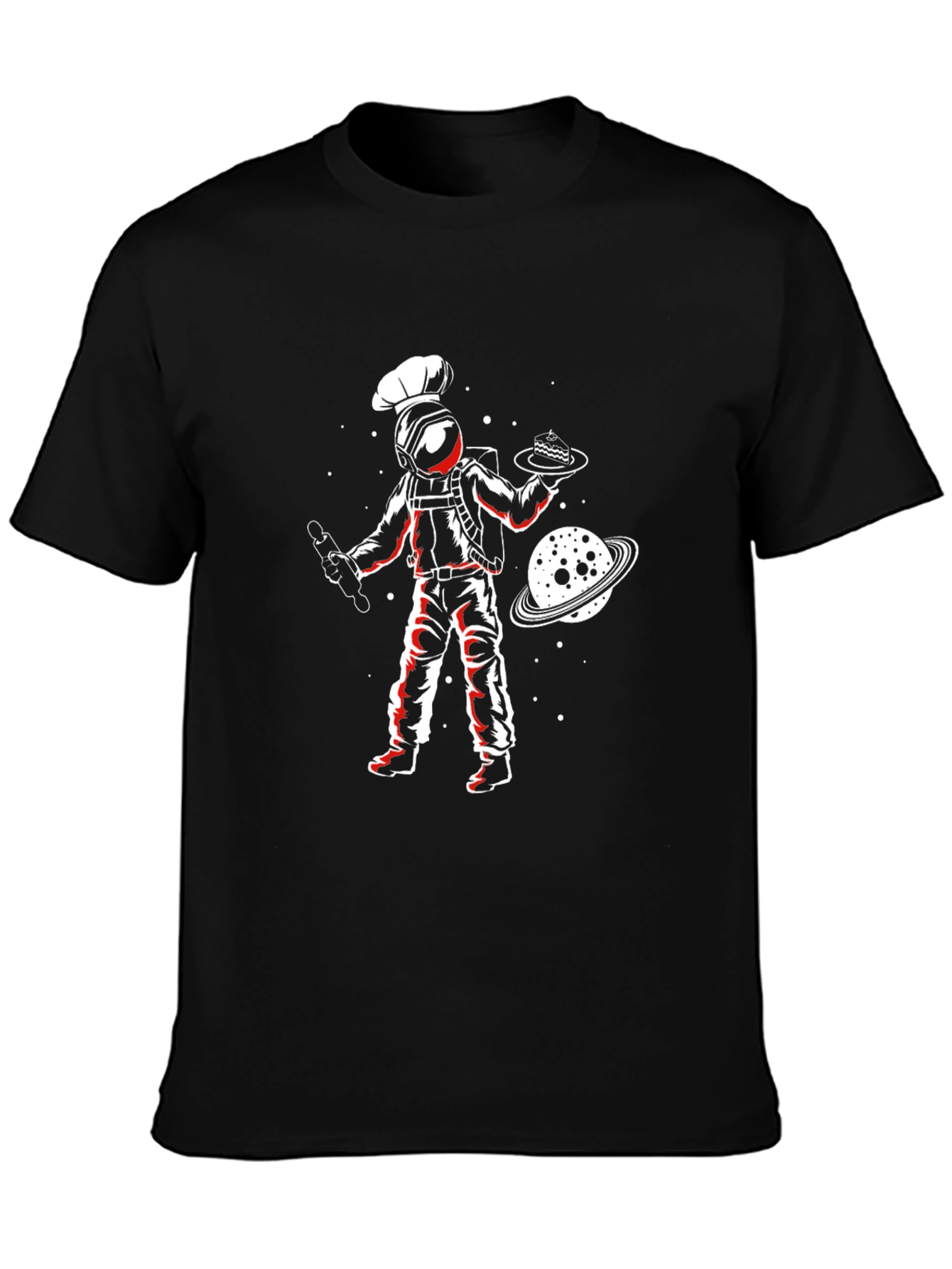 Black Chef Astronaut T-Shirt - Space Baker Design view 3