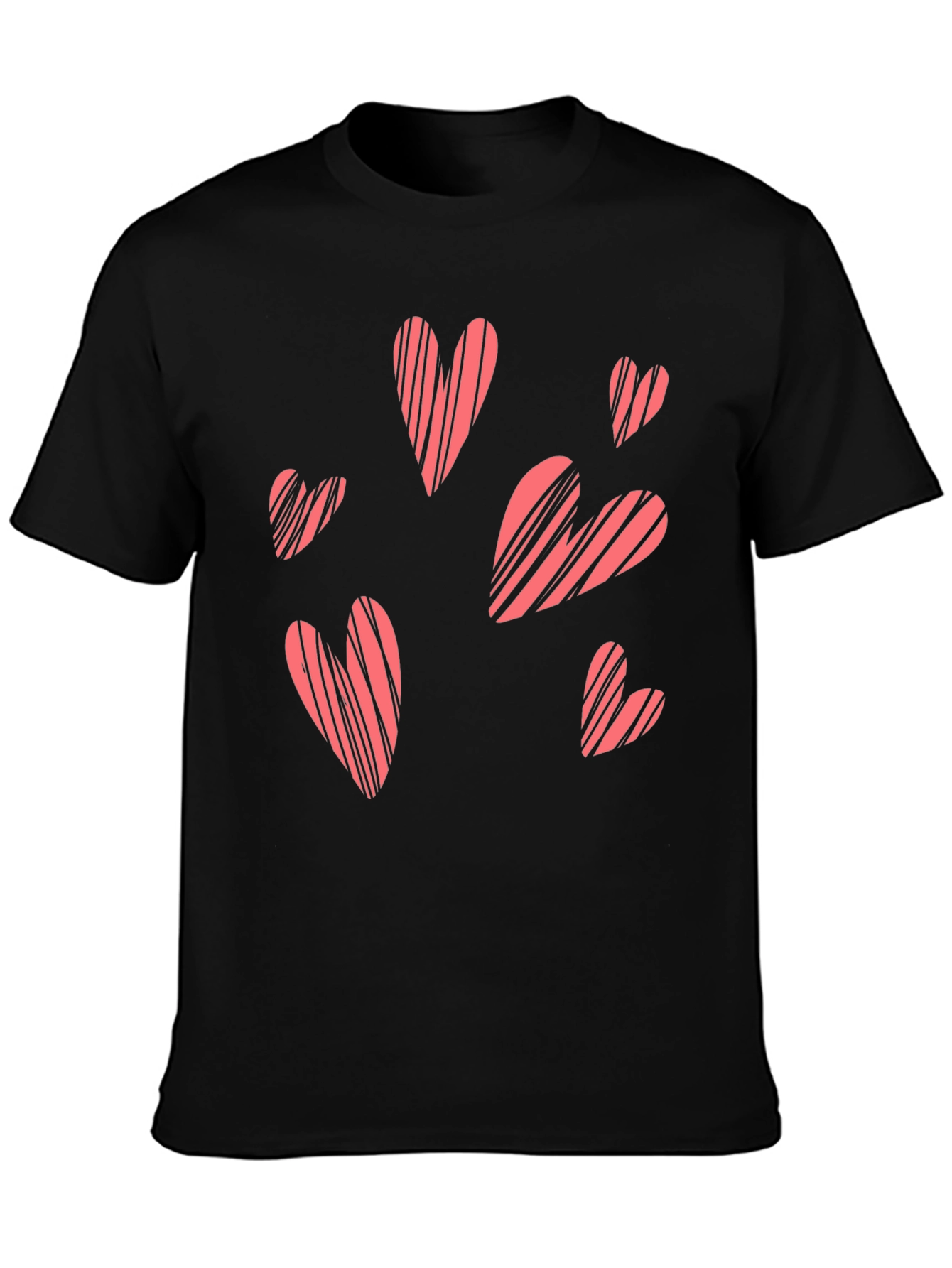Black Heart Patterned Crew Neck T-Shirt view 3