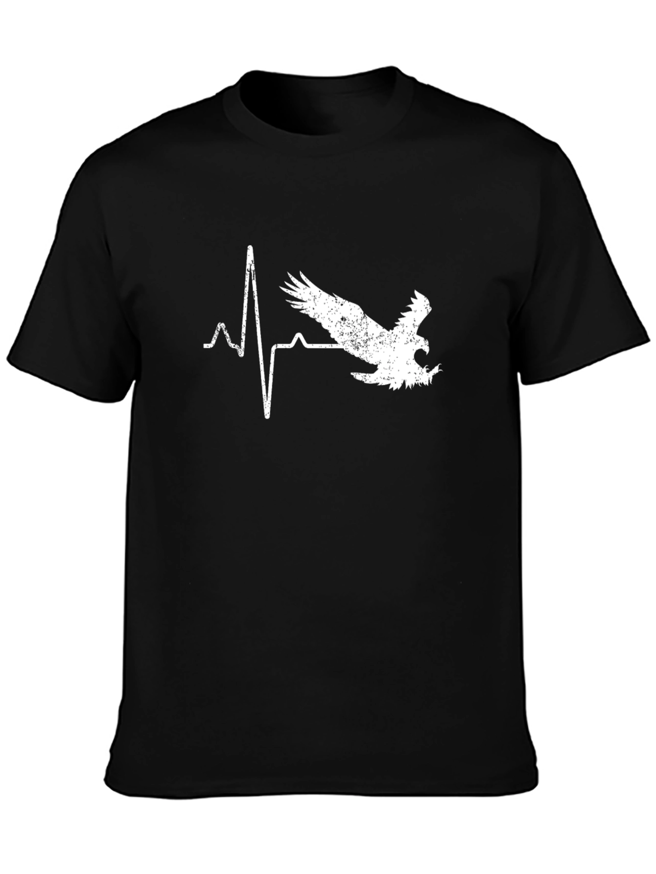 Black Eagle Heartbeat Graphic T-Shirt - Black Cotton Tee view 3