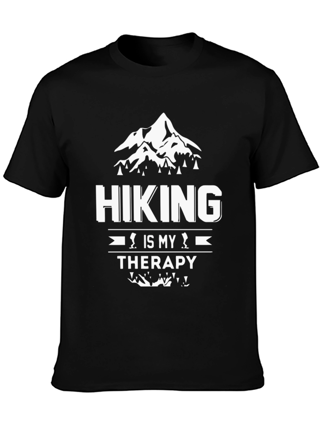 Black Hiking is My Therapy Black Graphic T-Shirt view 3