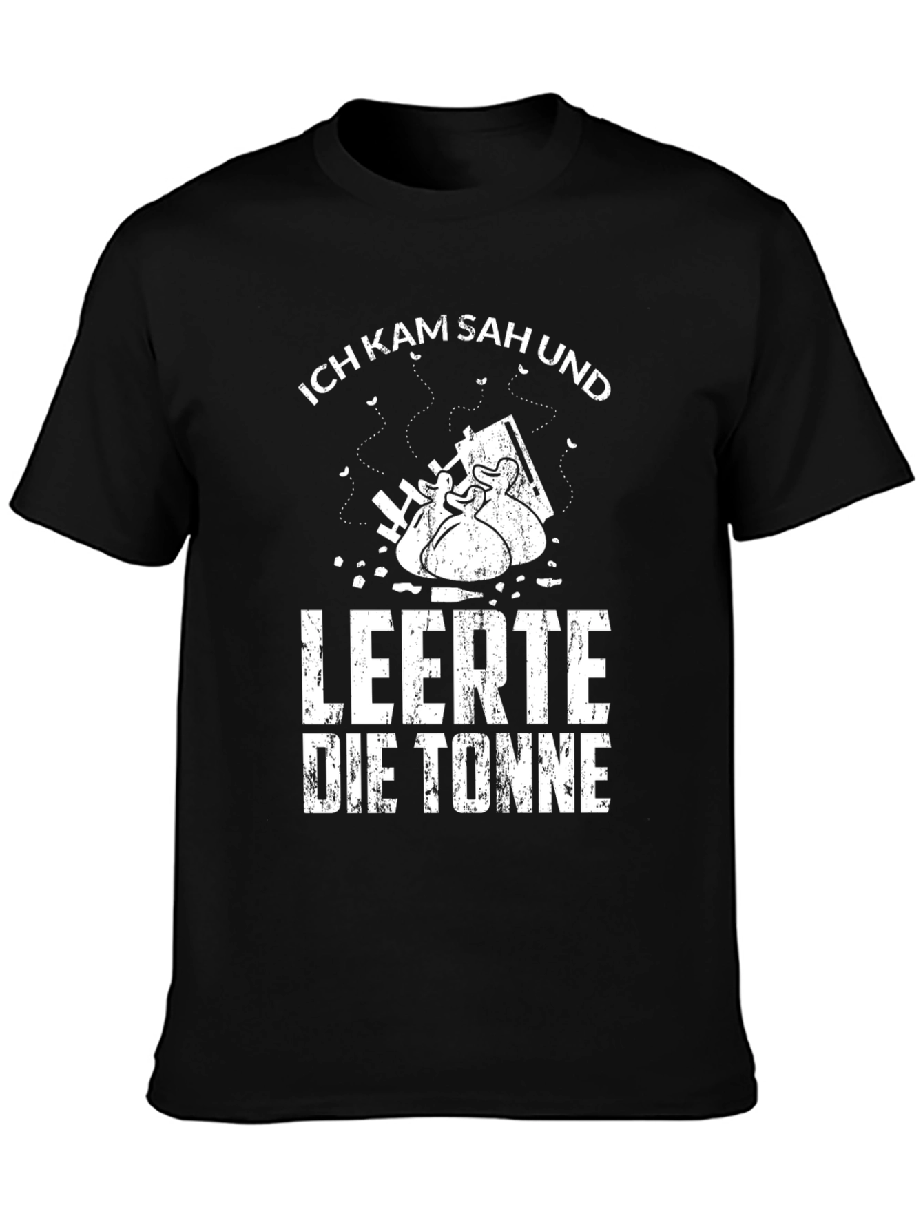 Black Ich Kam Sah Und Leerte Die Tonne Black T-Shirt view 3