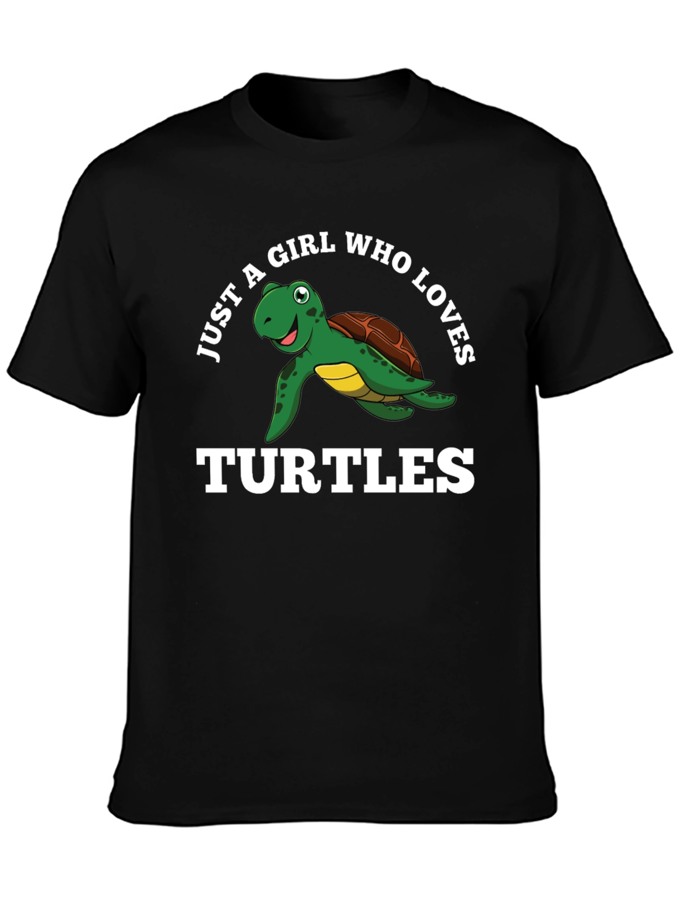 Black Just A Girl Who Loves Turtles Black T-Shirt view 3