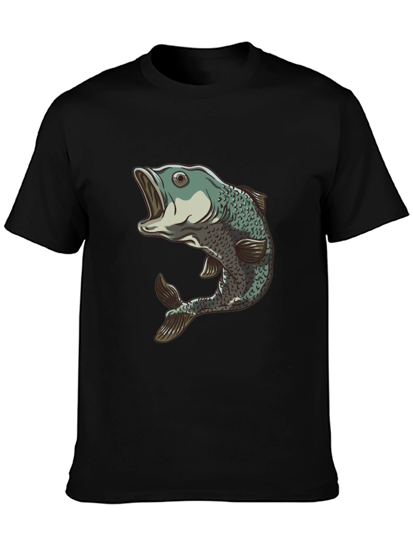 Black Bass Fish Graphic Black T-Shirt - Angler Apparel view 3
