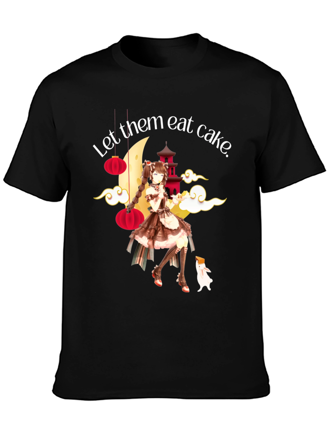 Black Let Them Eat Cake Anime T-Shirt view 3