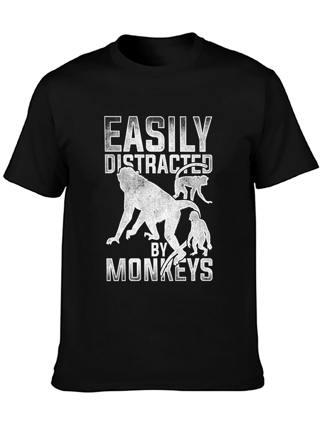 Black Easily Distracted By Monkeys Graphic T-Shirt view 3