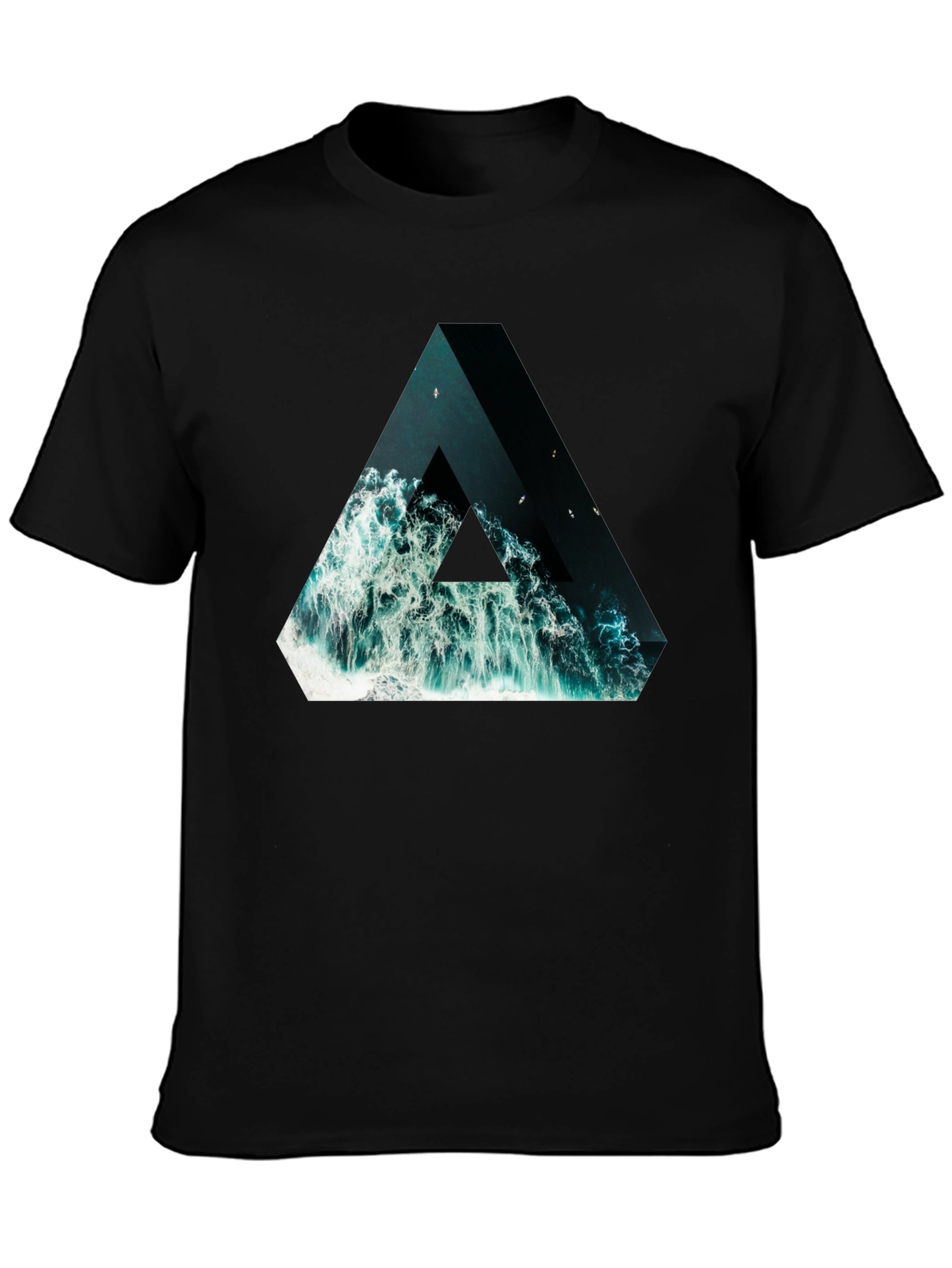 Black Ocean Triangle Graphic Tee - Unique Design! view 3