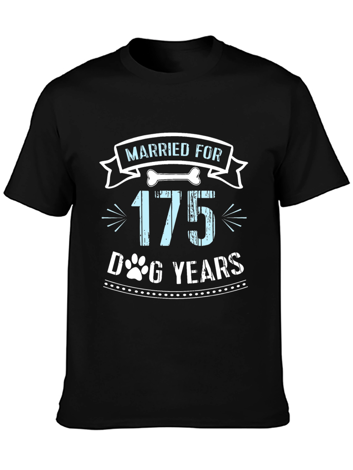 Black Married For 175 Dog Years Graphic Tee view 3