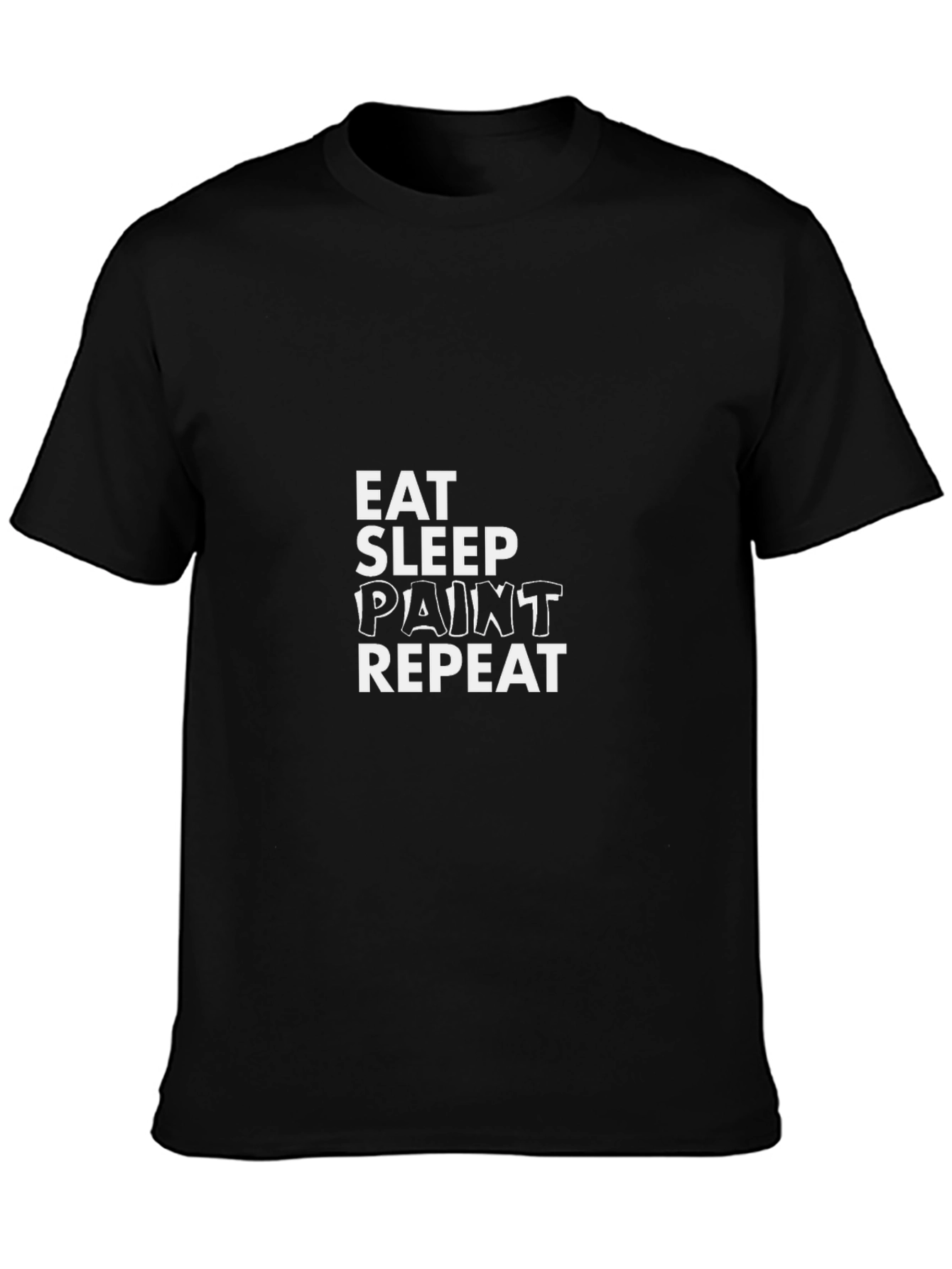 Black Eat Sleep Paint Repeat Black Graphic T-Shirt view 3