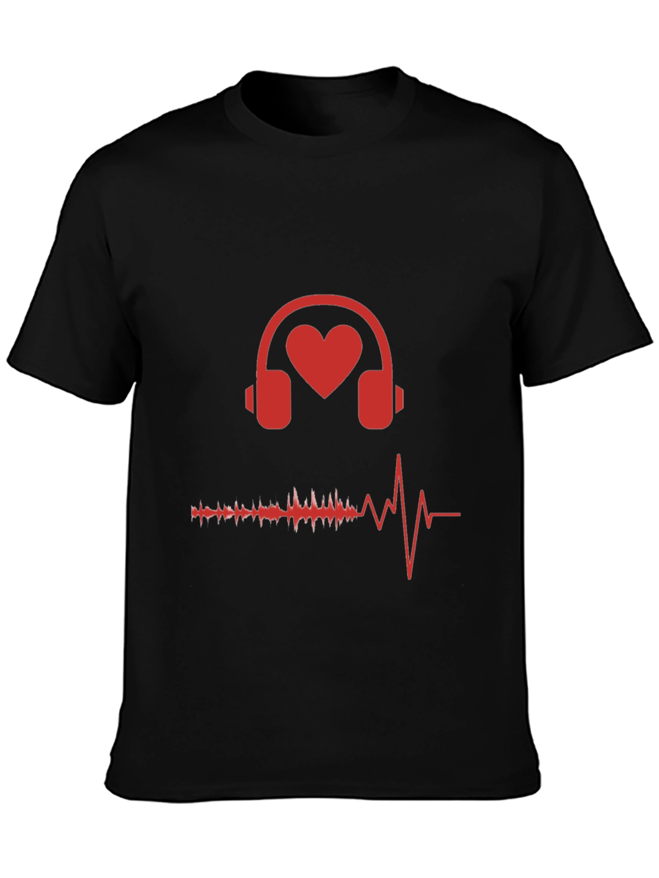 Black Heart Headphones Graphic Tee - Music Lover Shirt view 3
