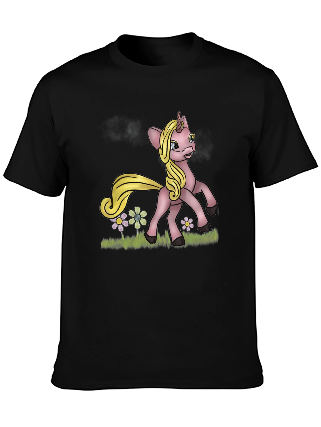 Black Unicorn Graphic T-Shirt - Whimsical Cartoon Design view 3