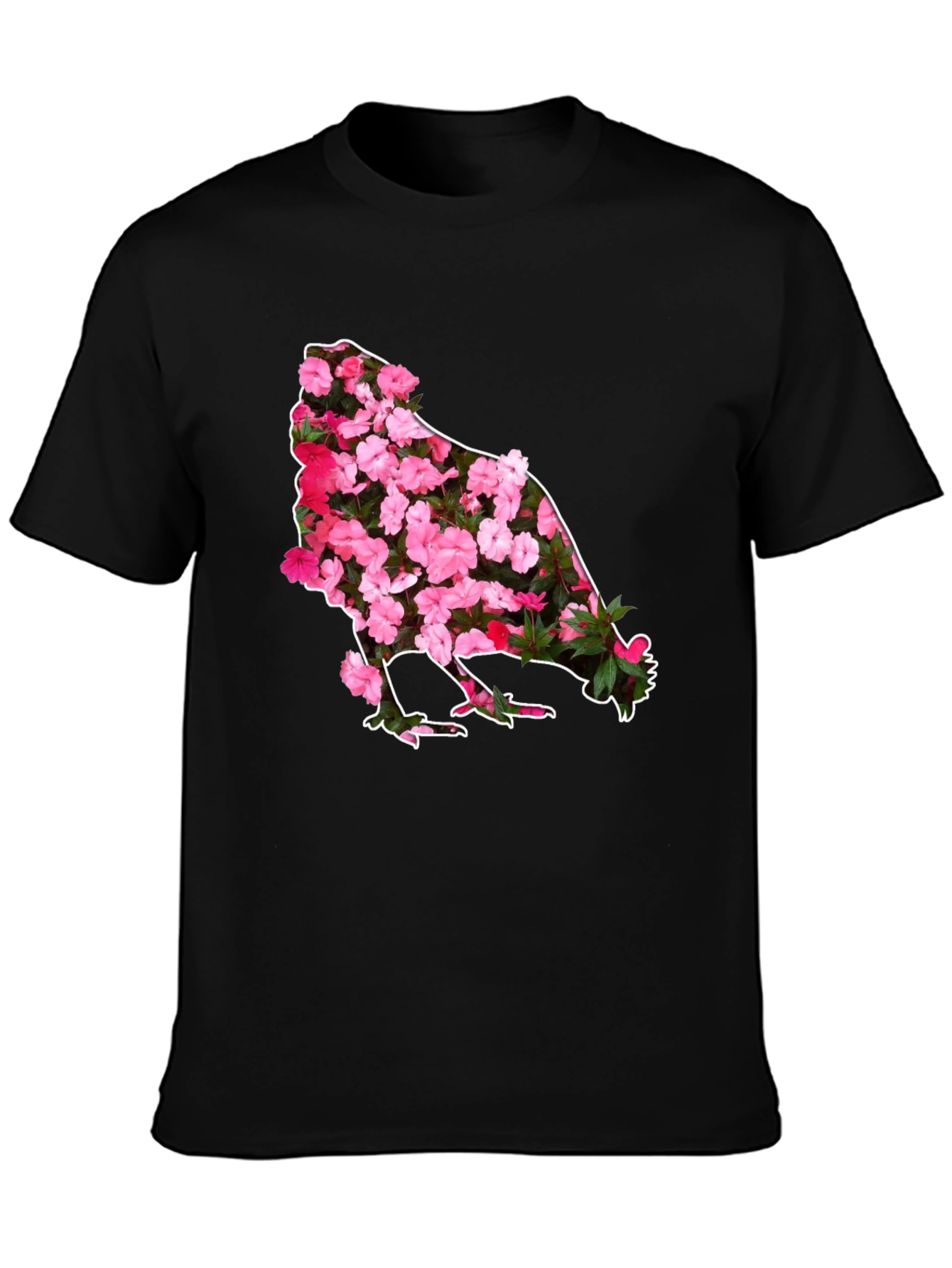 Black Floral Chicken Graphic Tee - Black view 3