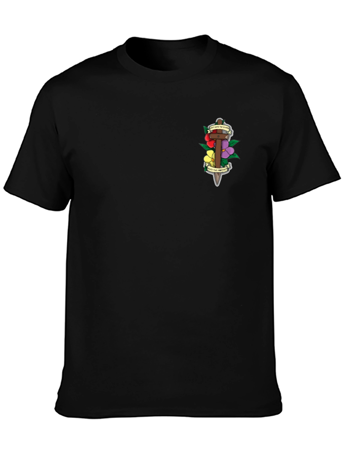 Black Floral Dagger Graphic Tee - Classic Black Shirt view 3