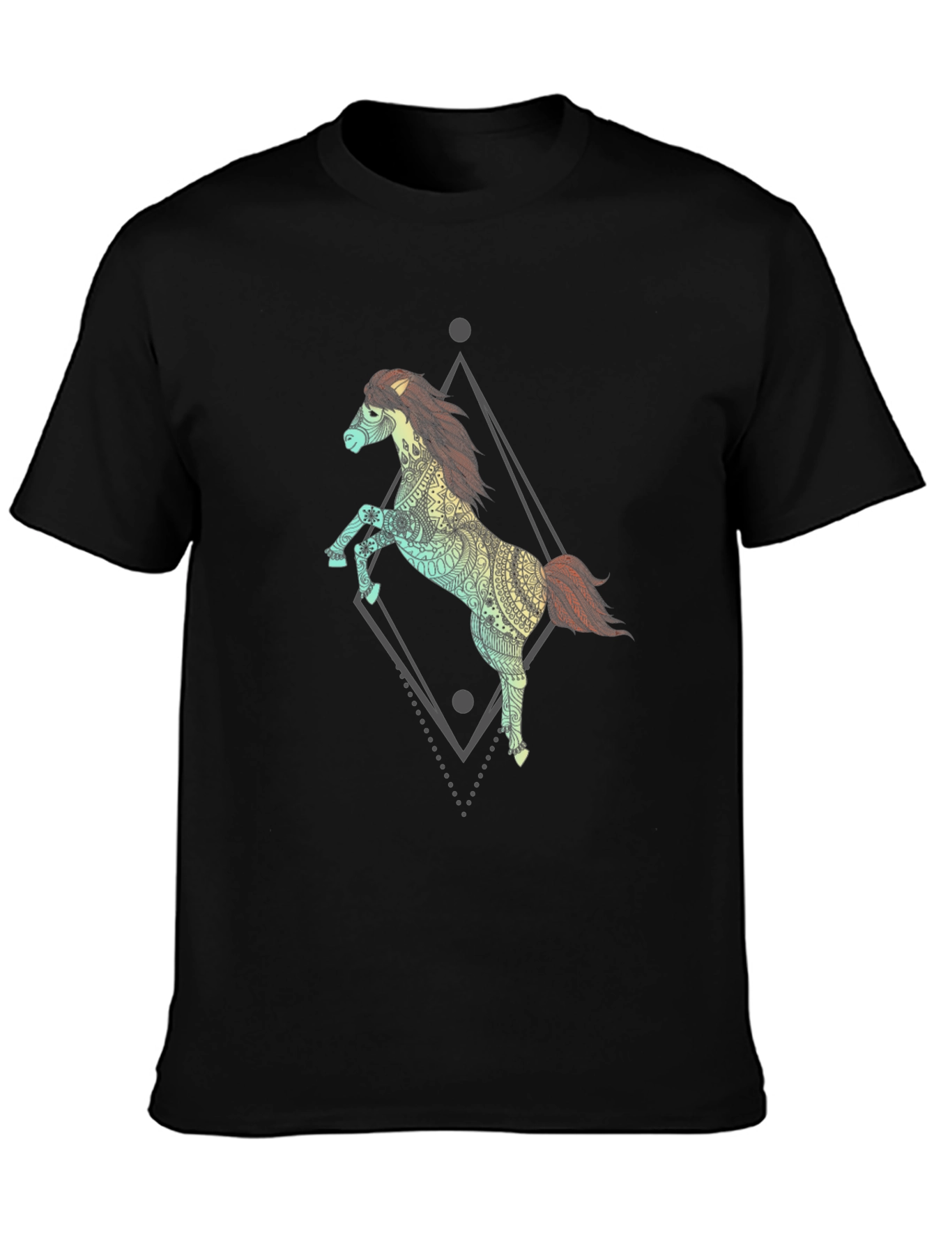 Black Equine Art Tee - Men's Black Graphic T-Shirt view 3