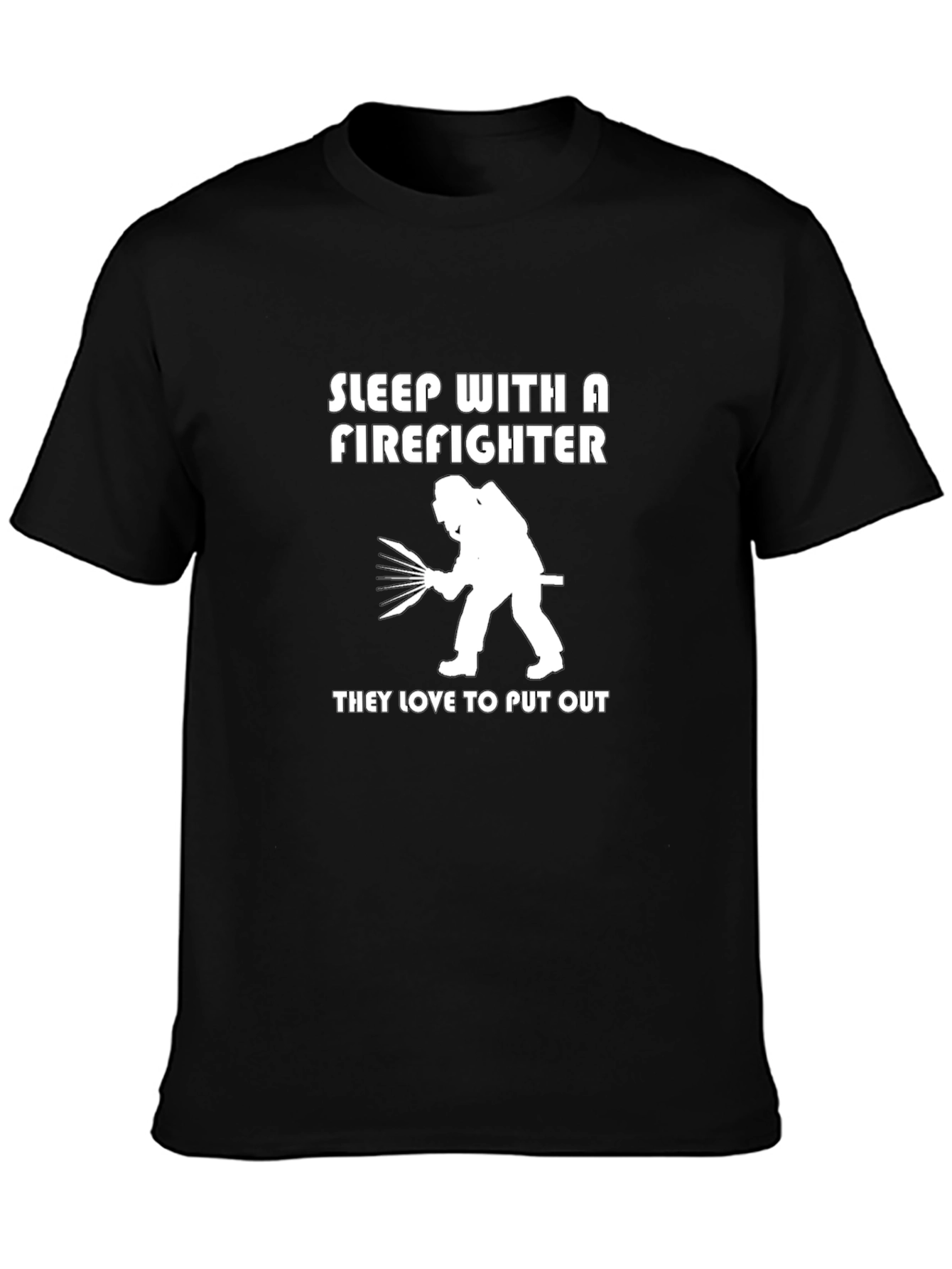 Black Firefighter Humor Tee - Sleep With A Firefighter view 3