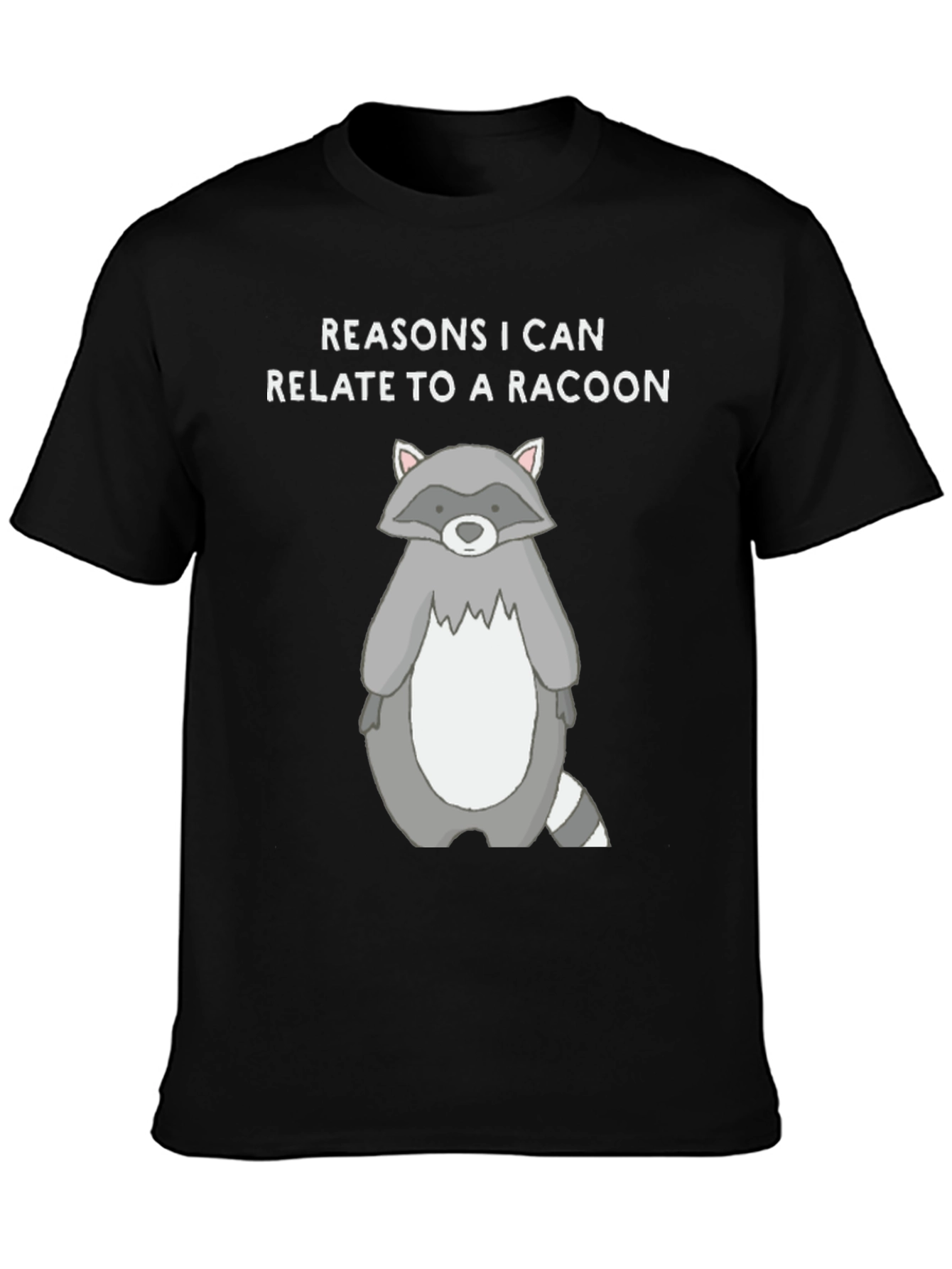 Black Relate to a Racoon Black T-Shirt view 3