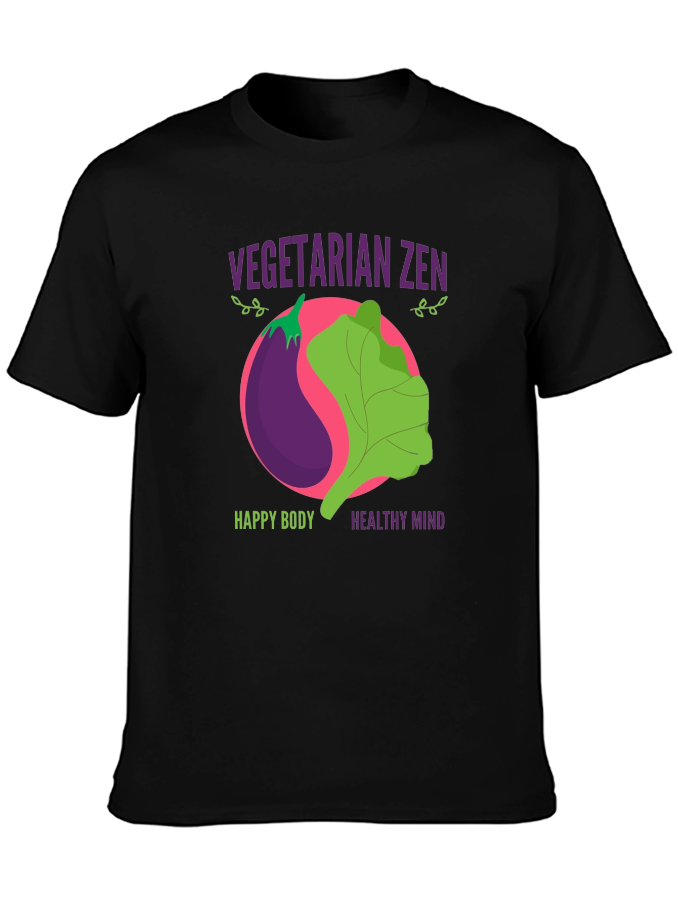 Vegetarian Zen Graphic T-Shirt - Happy Body, Healthy Mind - 3