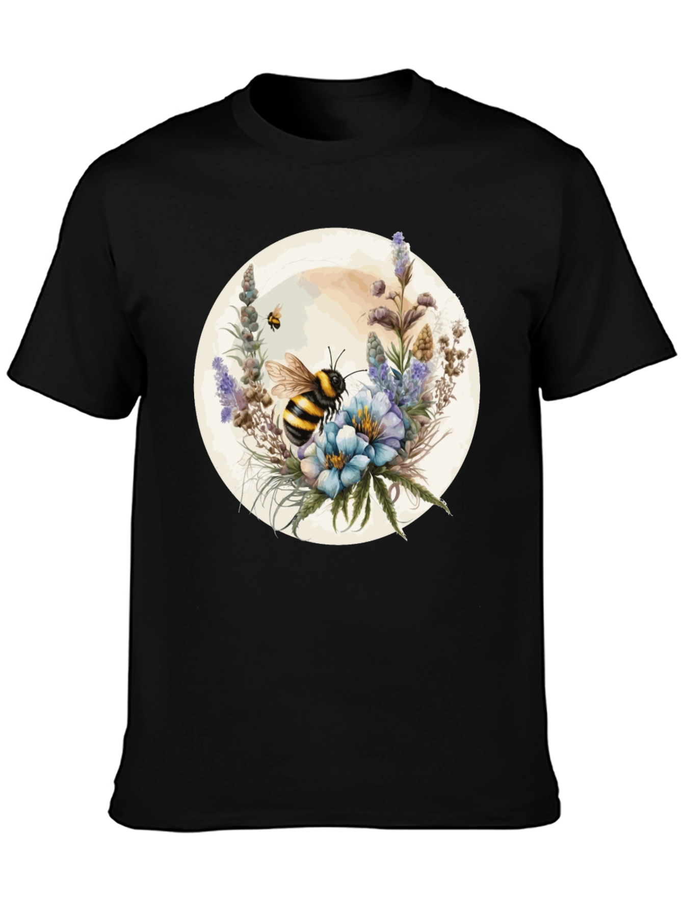 Black Bumble Bee Floral T-Shirt view 3