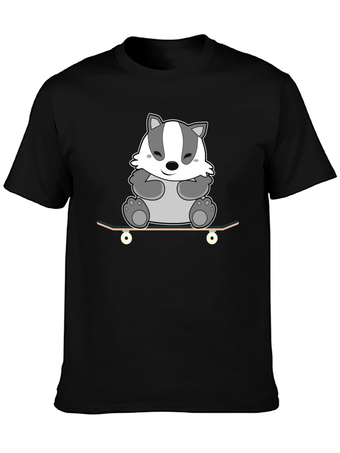 Black Badger Skateboarder Tee - Cool Cartoon Graphic Shirt view 3
