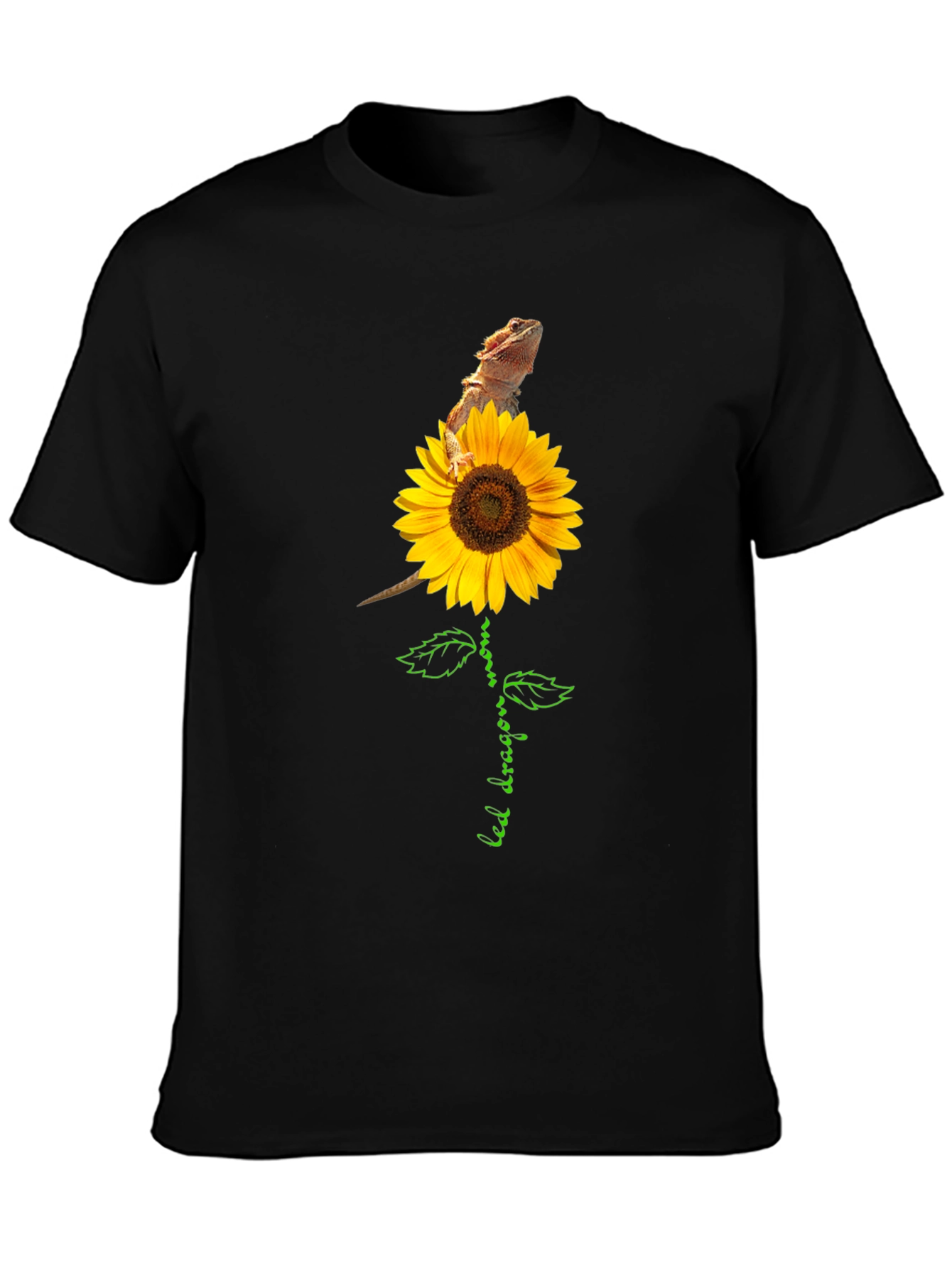 Black Bearded Dragon Sunflower Graphic Tee view 3