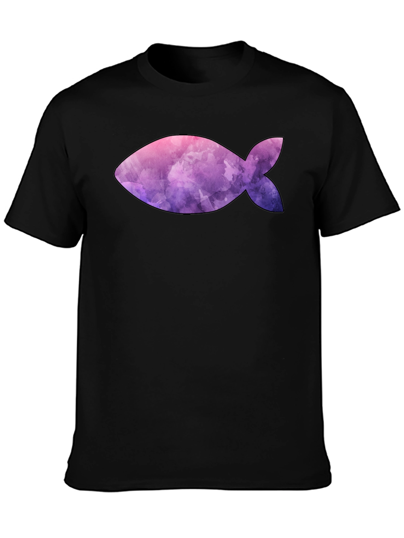 Black Fish Graphic Tee - Artistic Print Black Shirt view 3