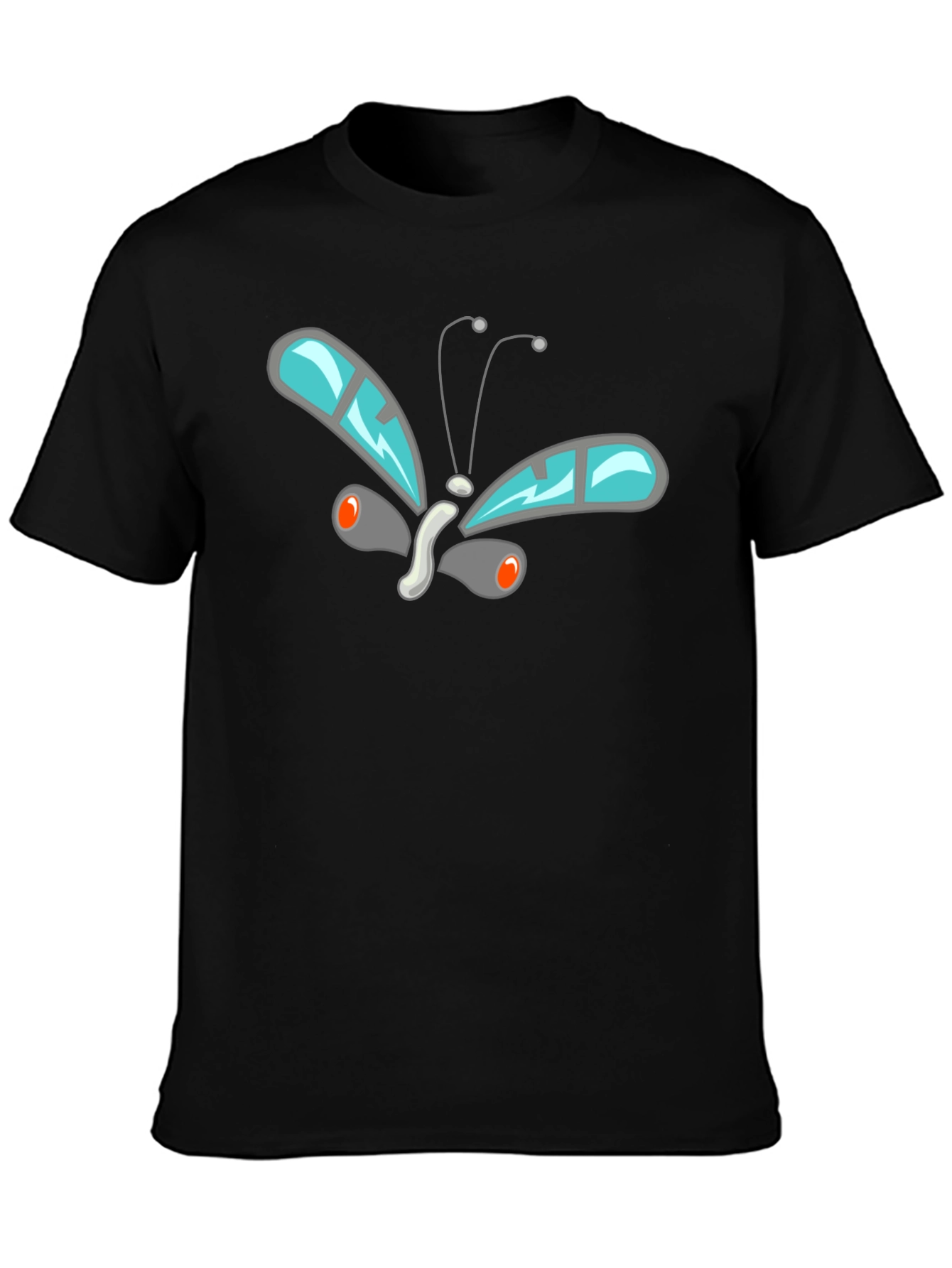 Black Cool Butterfly Graphic Black T-Shirt view 3