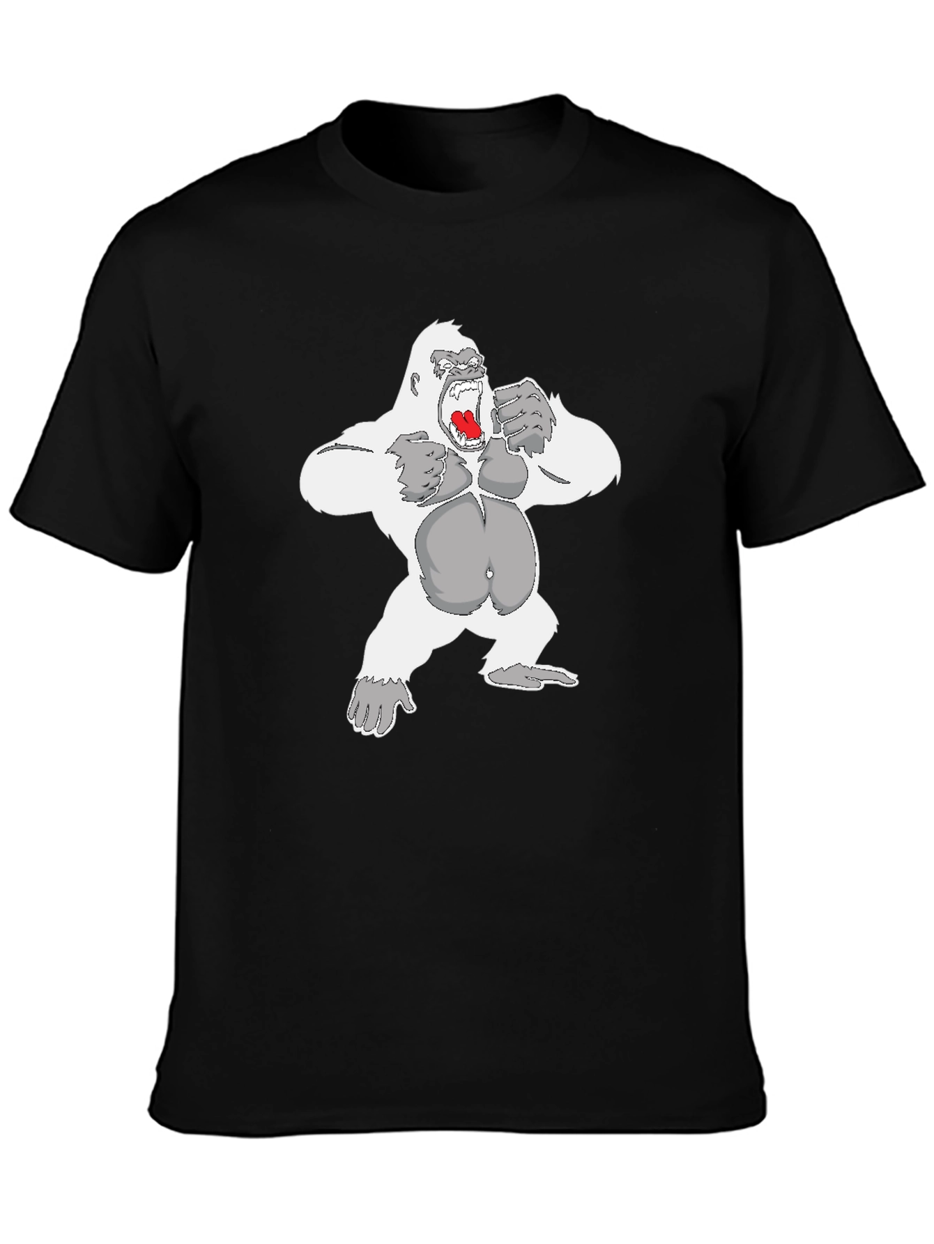 Black Gorilla Graphic Tee - Black Cotton Casual Wear view 3