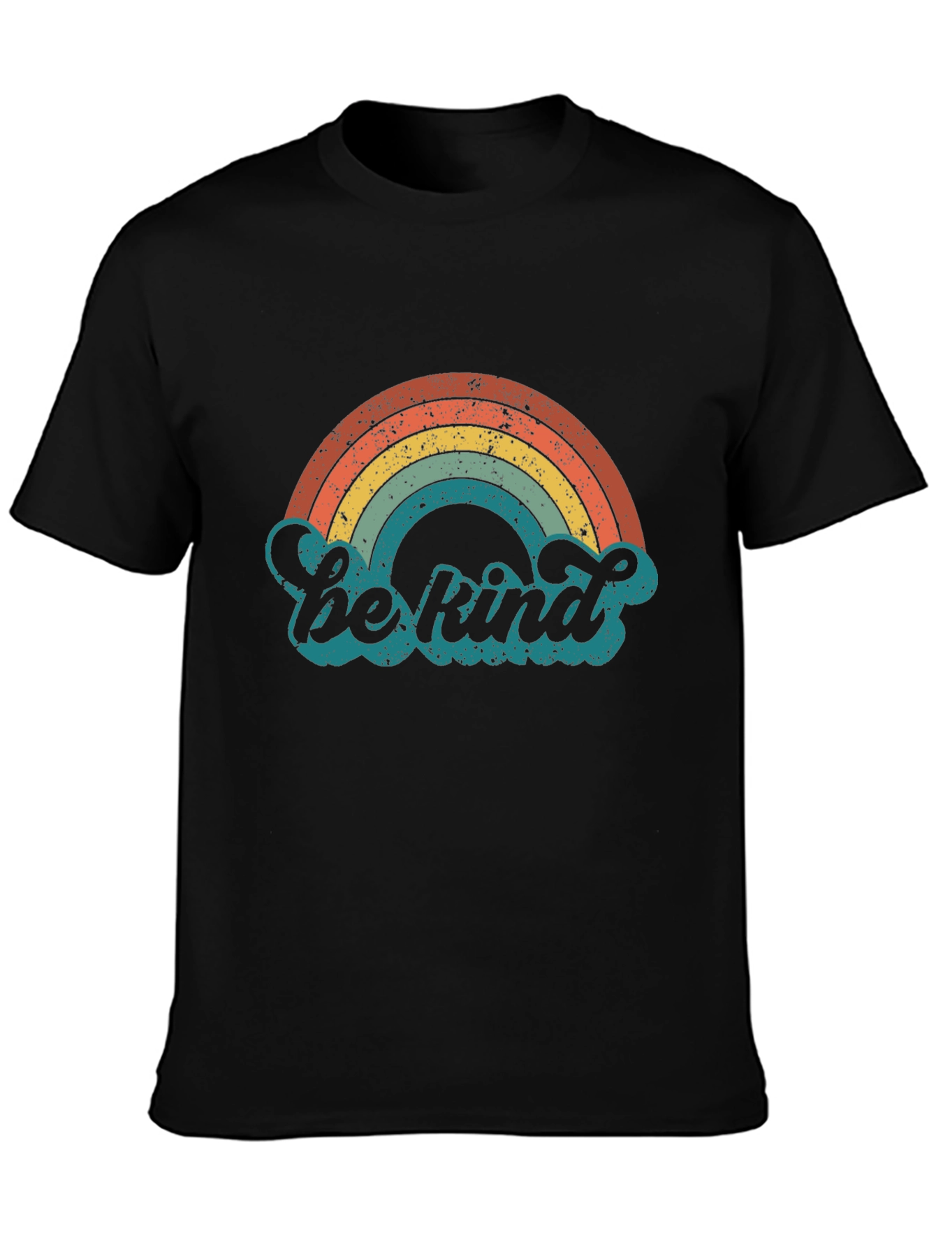 Black Retro Rainbow 'Be Kind' Graphic Tee view 3