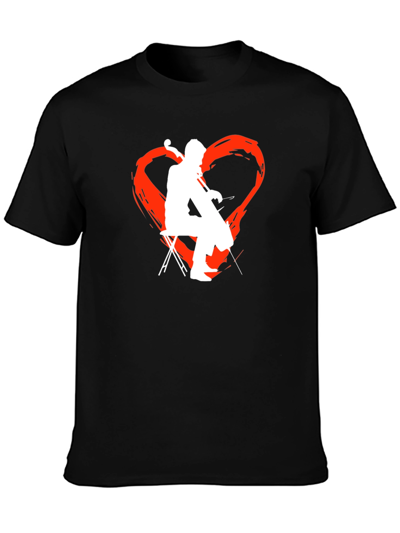 Black Cello Heart T-Shirt - Music Lover Tee view 3