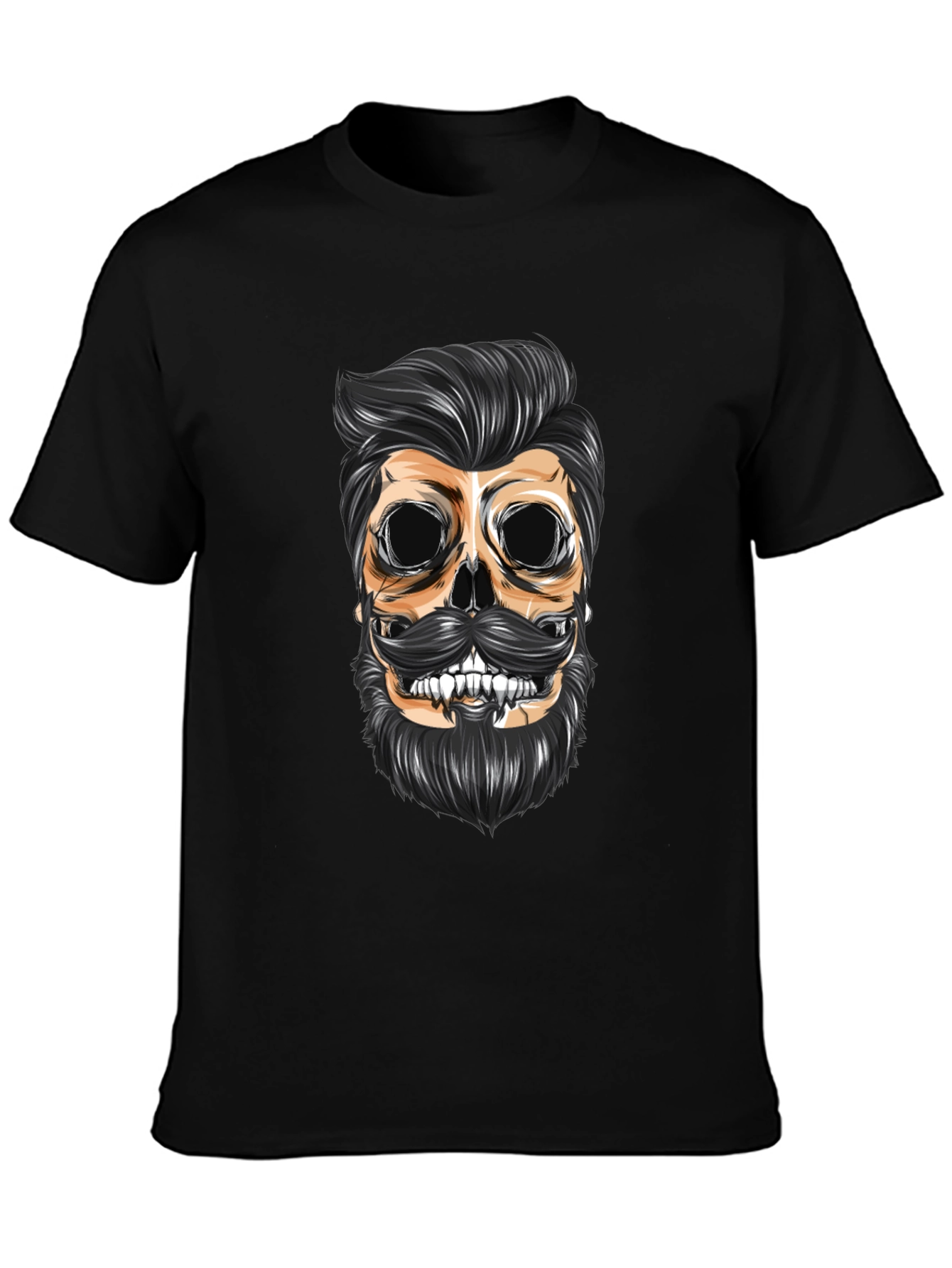Skull Barber Graphic T-Shirt - Men's Black Crew Neck Tee - 3