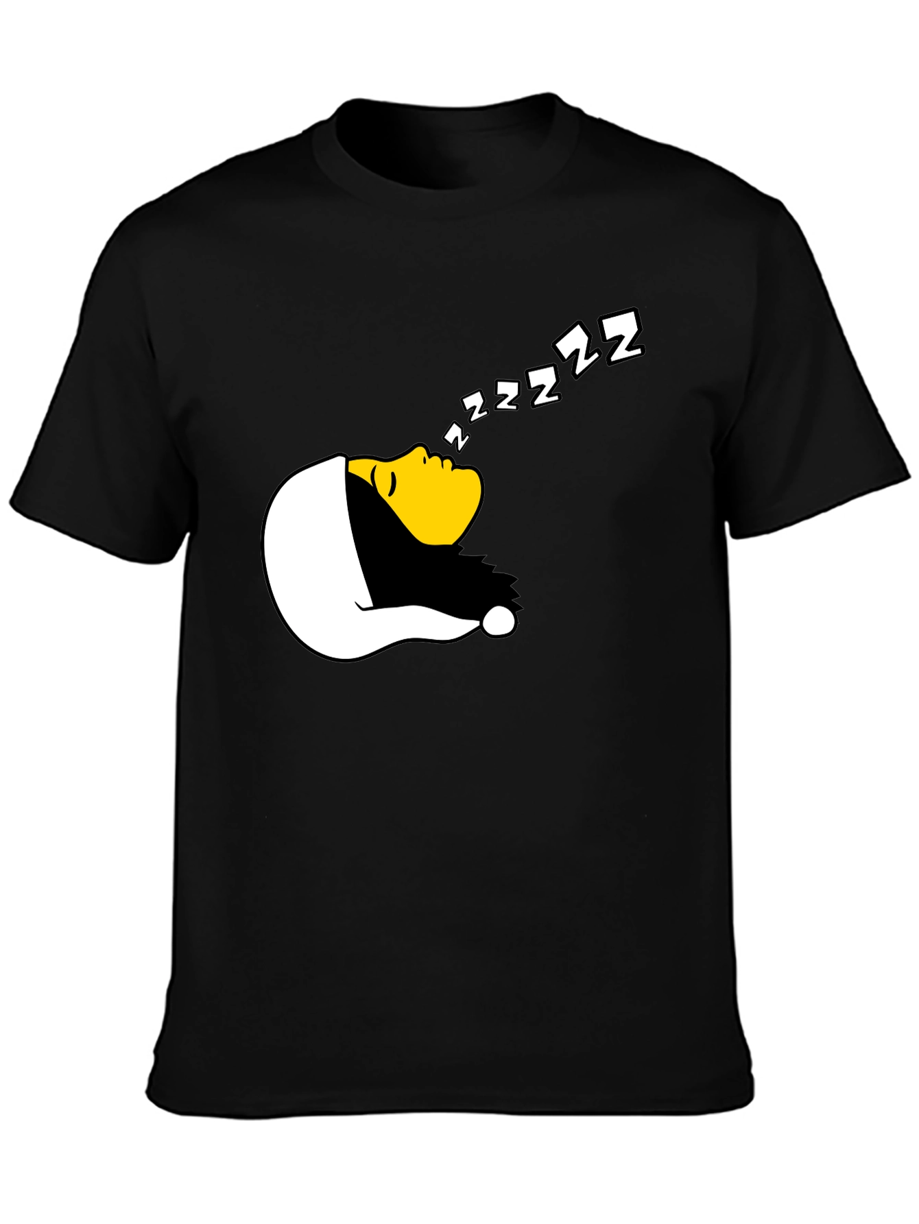 Black Funny Sleeping Graphic T-Shirt - Black view 3